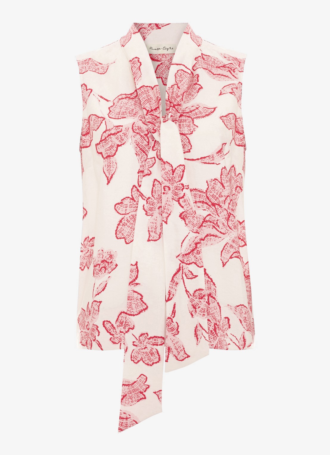 Phase Eight Junie top met sjaalkraag en bloemenprint - voorkant 6 rood