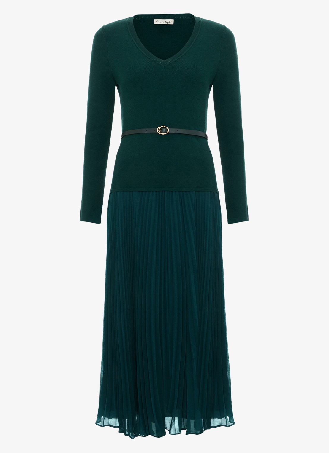 Phase Eight Kai midi jurk met ceintuur - voorkant zeegroen