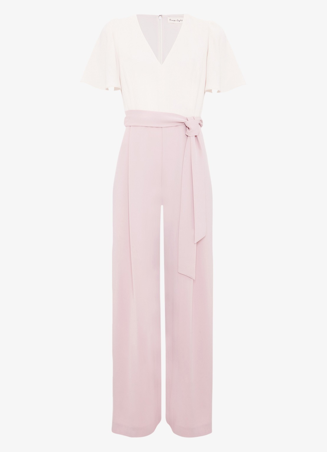 Phase Eight Kallie wide fit jumpsuit met strikceintuur - voorkant 2 oudroze