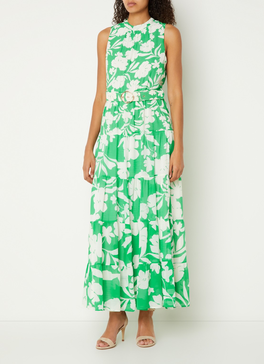 Phase Eight Kara maxi jurk met bloemenprint en ceintuur - detail 3 groen
