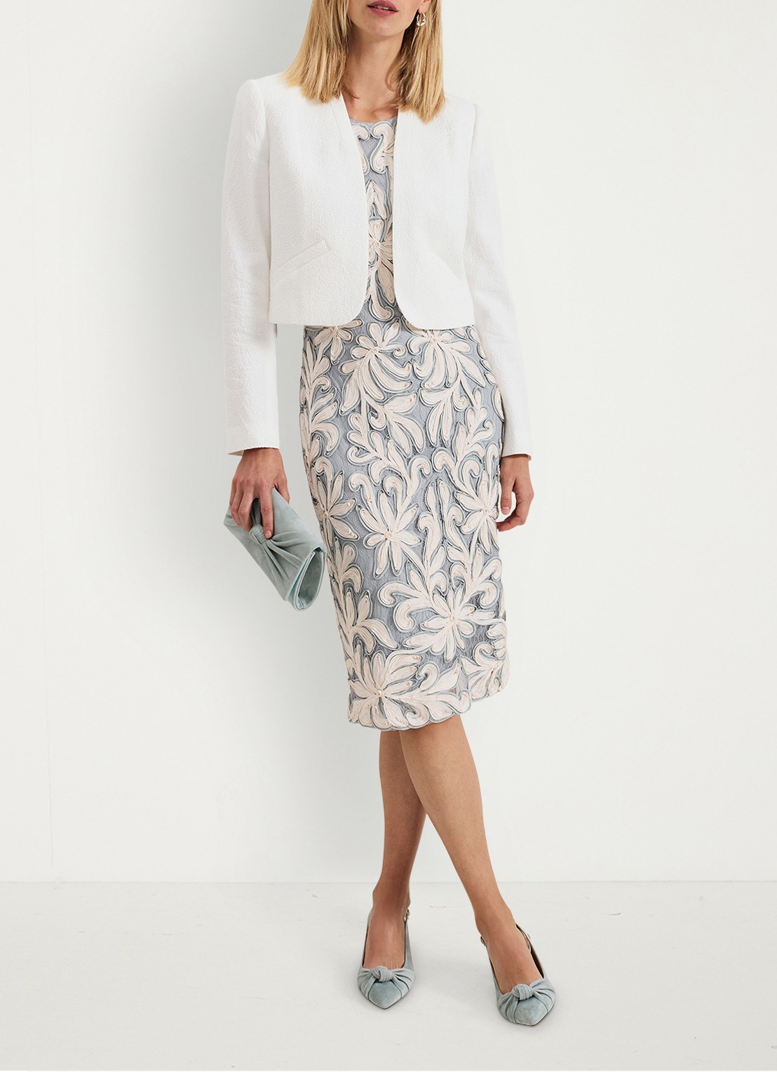 Phase Eight Karima midi jurk met bloemenprint - detail 8 lichtblauw