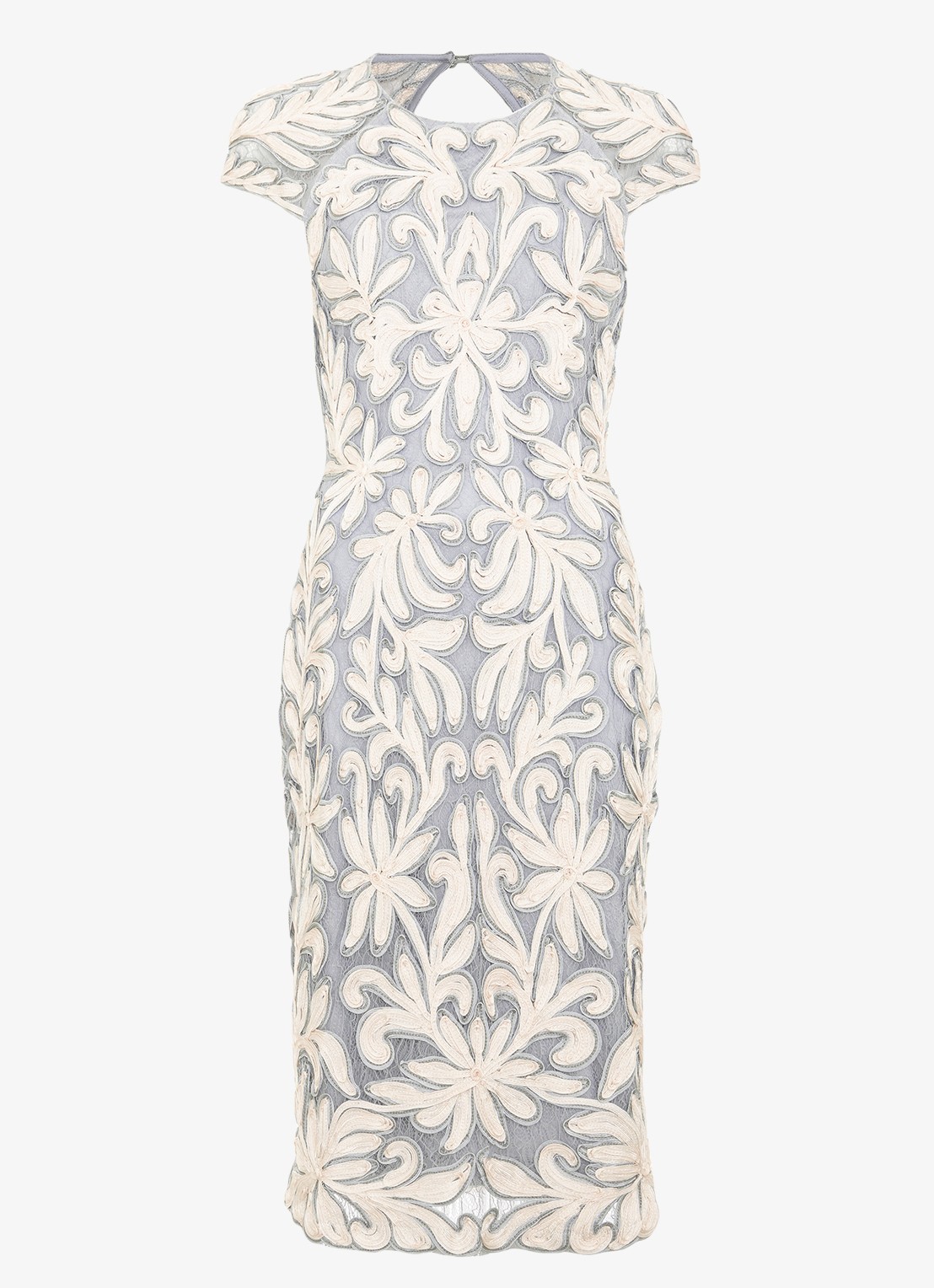 Phase Eight Karima midi jurk met bloemenprint - voorkant 2 lichtblauw