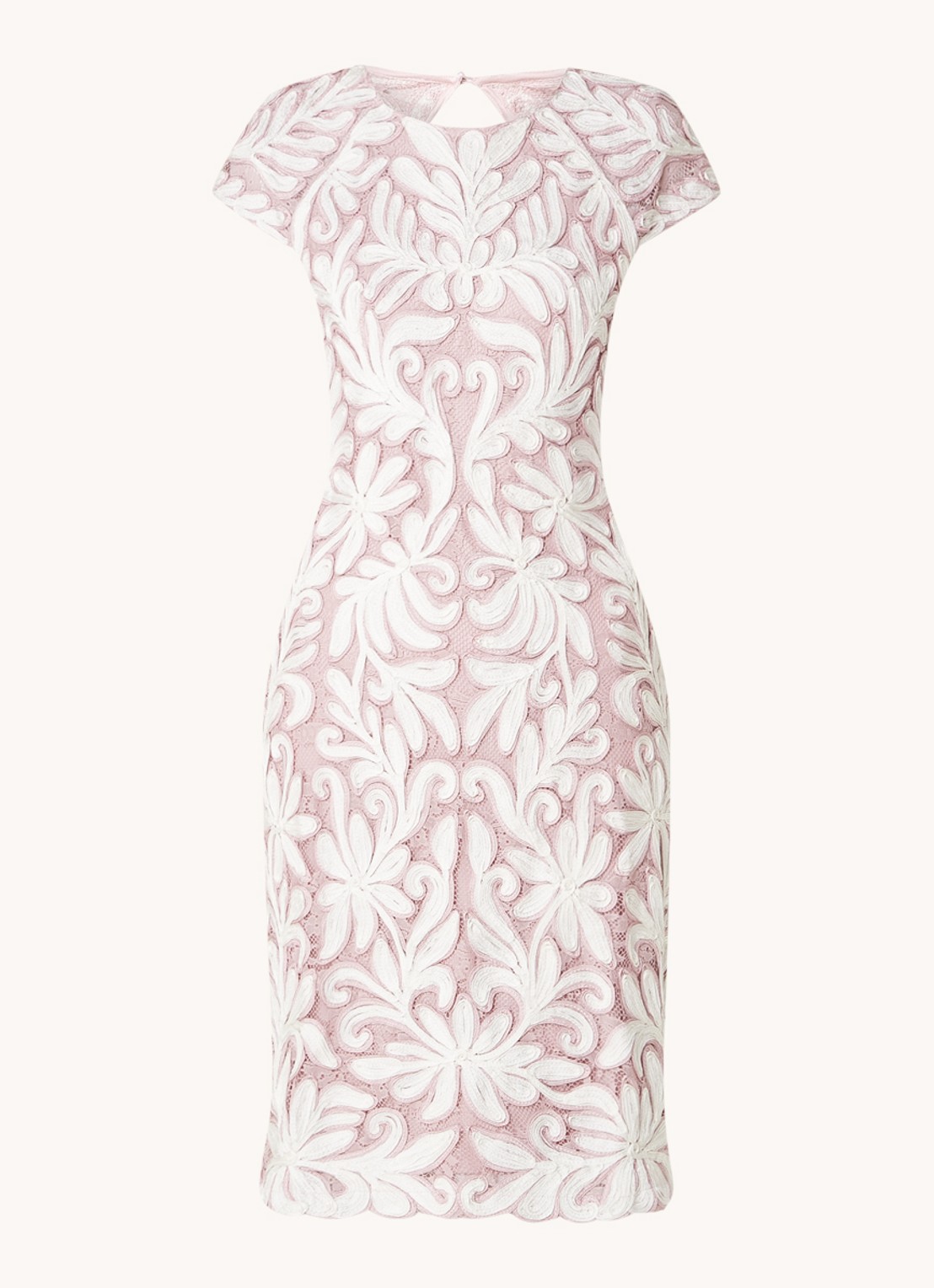 Phase Eight Karima midi jurk met borduring - voorkant 4 oudroze