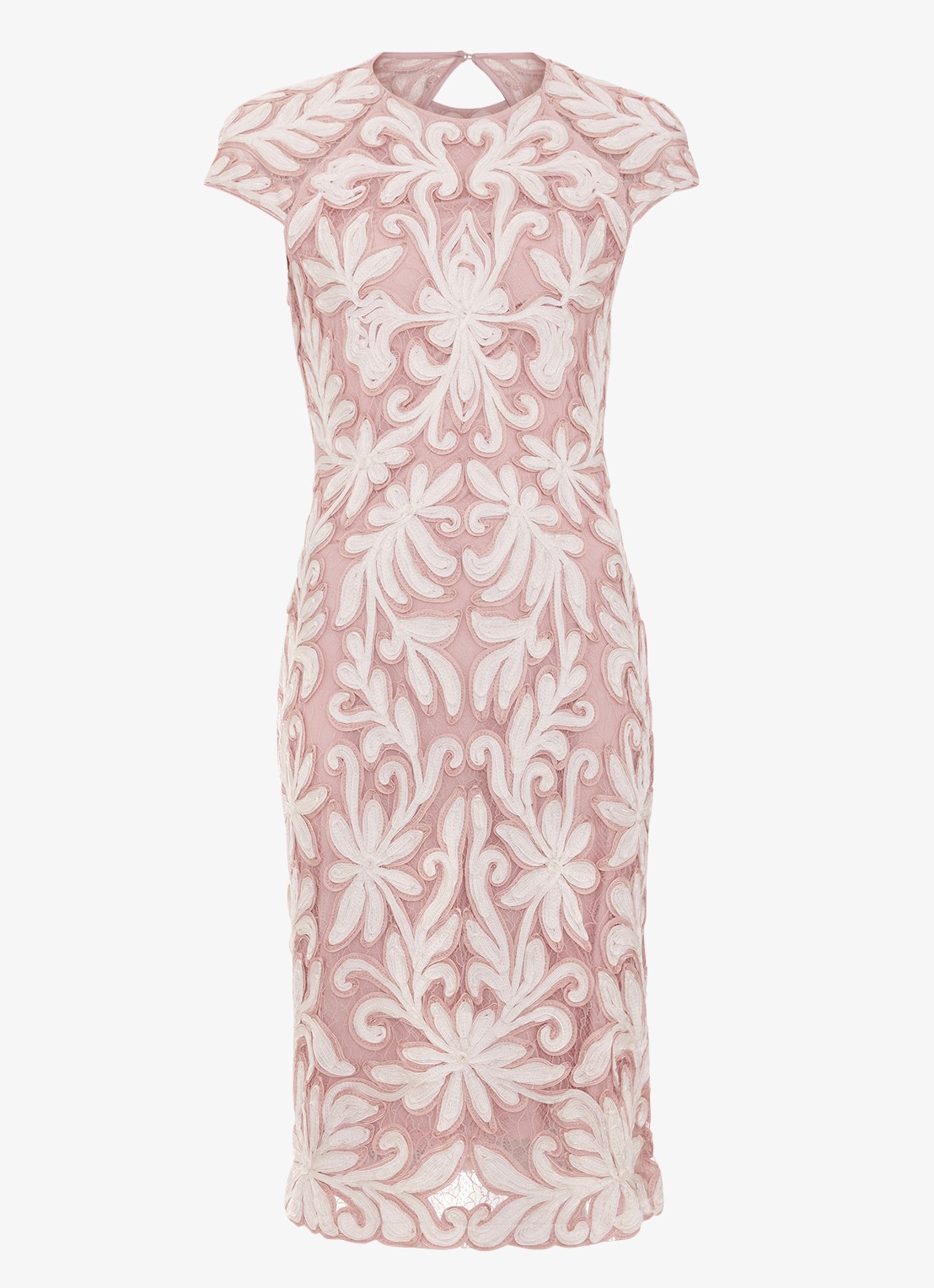 Phase Eight Karima mini jurk met borduring - voorkant 7 oudroze