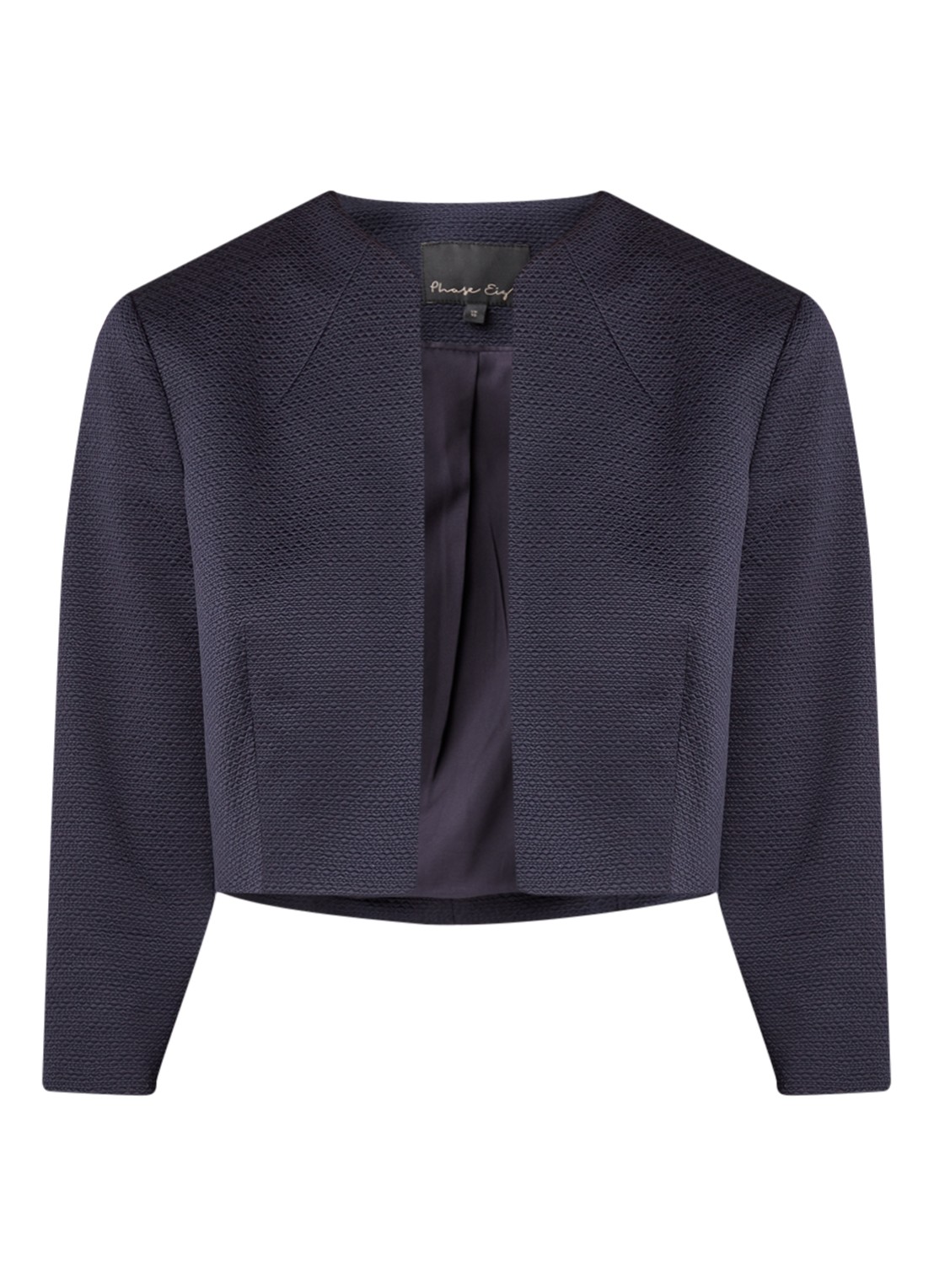 Phase Eight Karlee cropped blazer met structuur - voorkant 2 donkerblauw