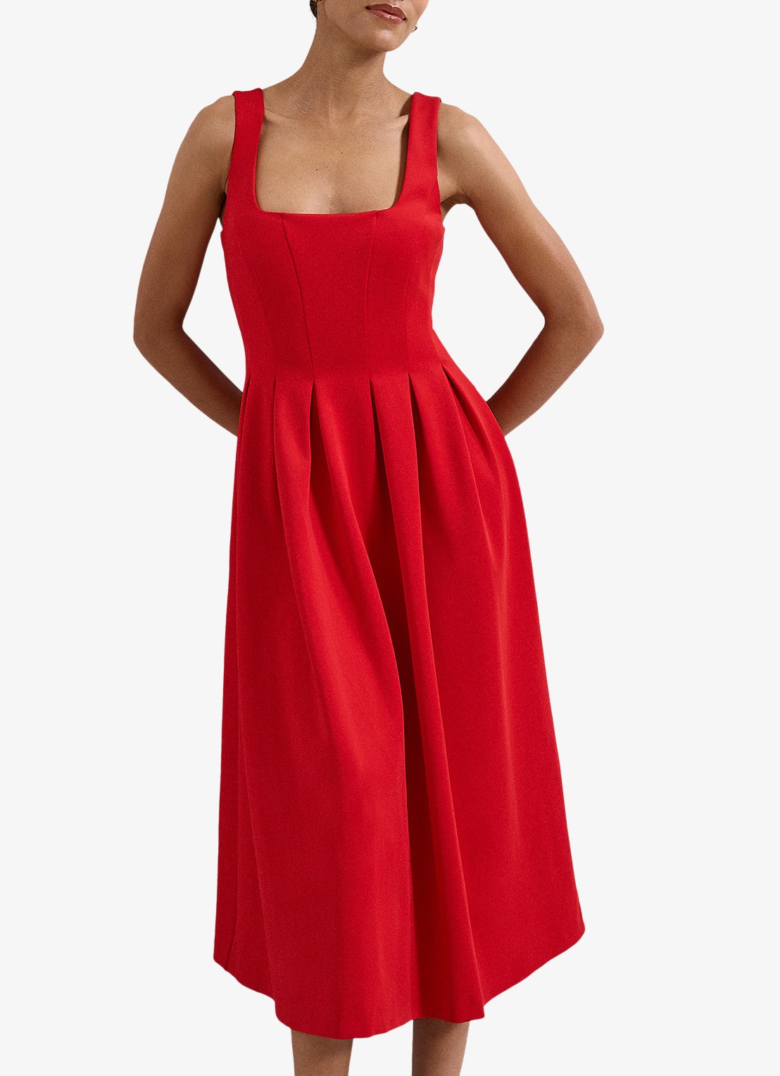 Phase Eight Katie midi jurk met plooien - detail 3 rood