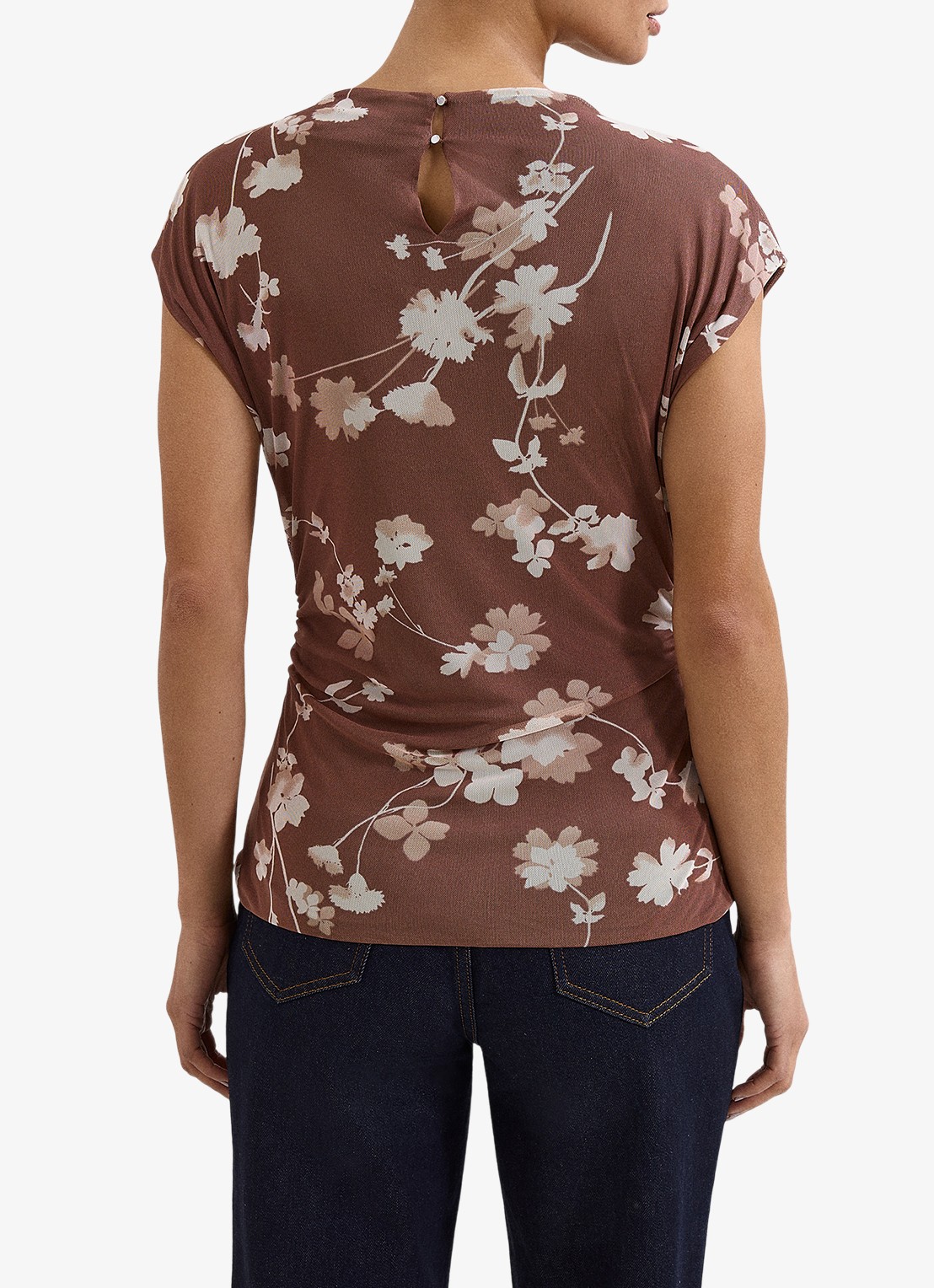 Phase Eight Kezia  top van mesh met bloemenprint - achterkant 7 bruin