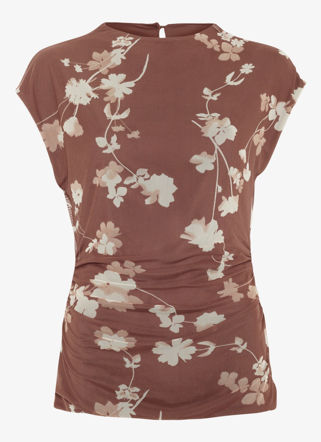 Phase Eight Kezia  top van mesh met bloemenprint - voorkant 5 bruin