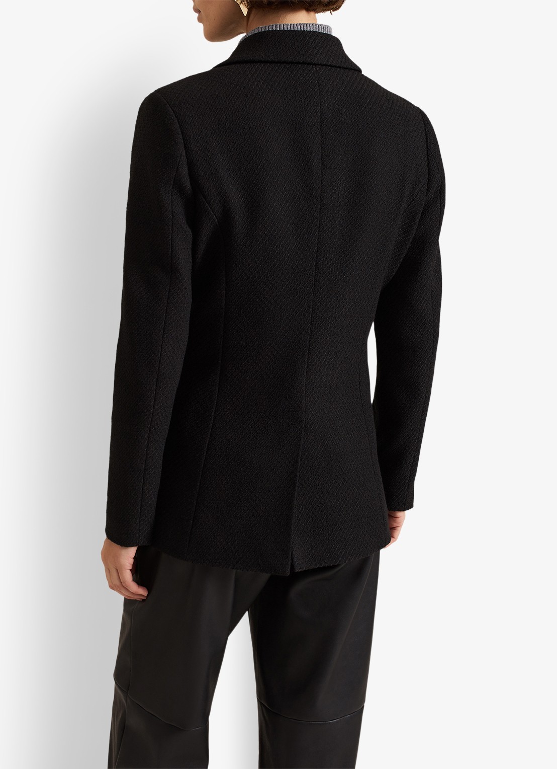 Phase Eight Kiana double-breasted blazer van bouclé - achterkant 6 zwart
