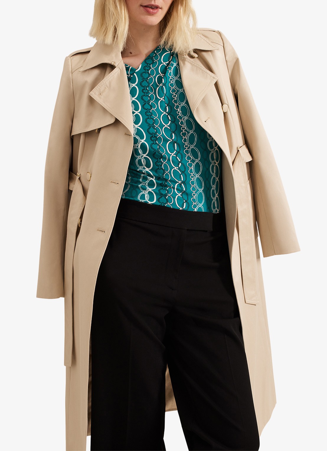 Phase Eight Kiara top met print - detail 3 zeegroen