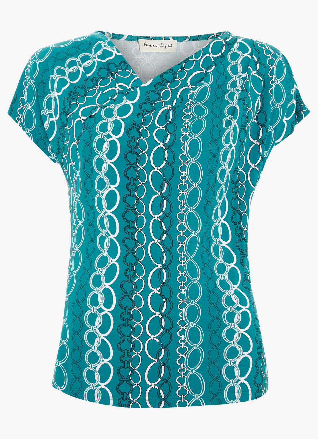 Phase Eight Kiara top met print - voorkant 5 zeegroen
