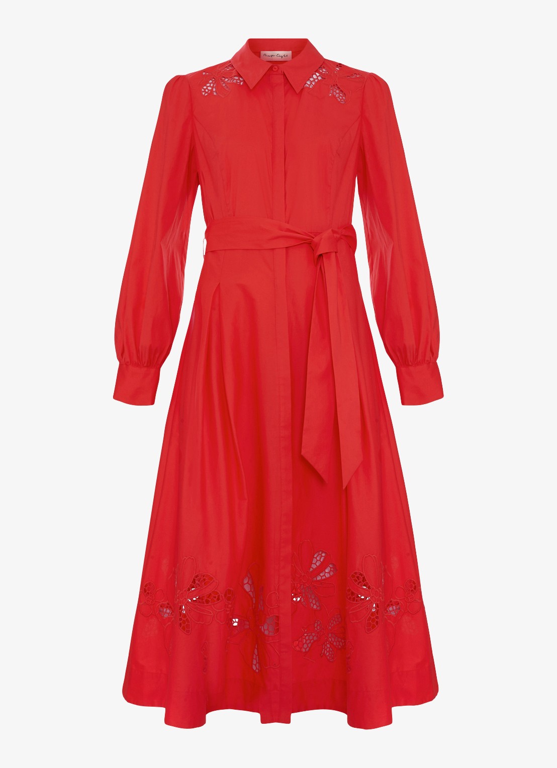 Phase Eight Kim midi jurk met geborduurd detail - voorkant rood