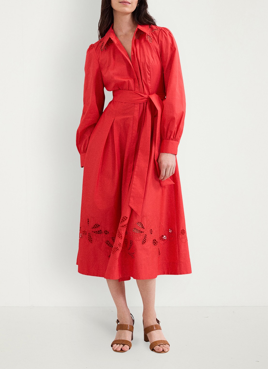 Phase Eight Kim midi jurk met geborduurd detail - voorkant 2 rood