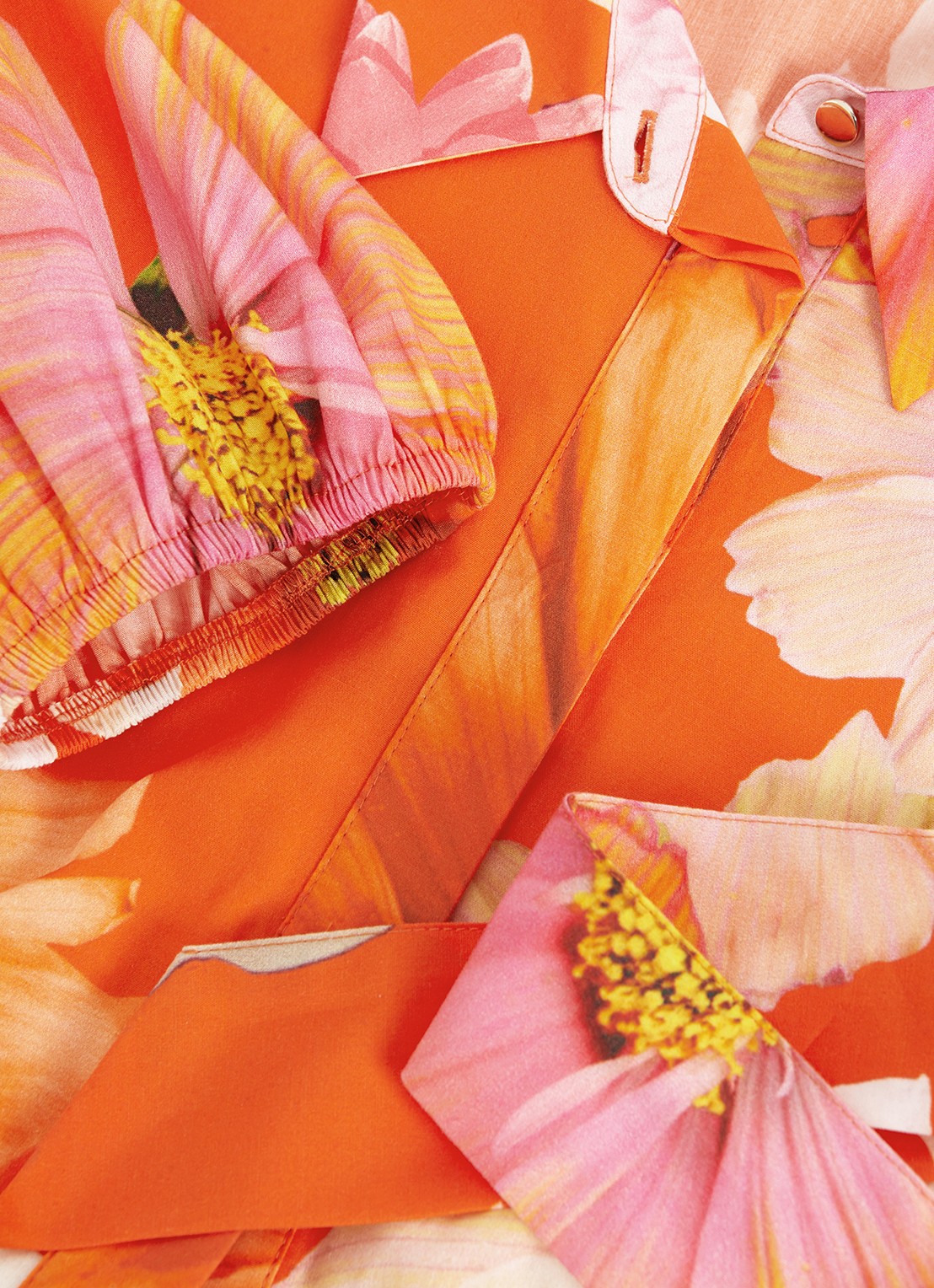 Phase Eight Kristina midi blousejurk met bloemenprint - detail 6 orange