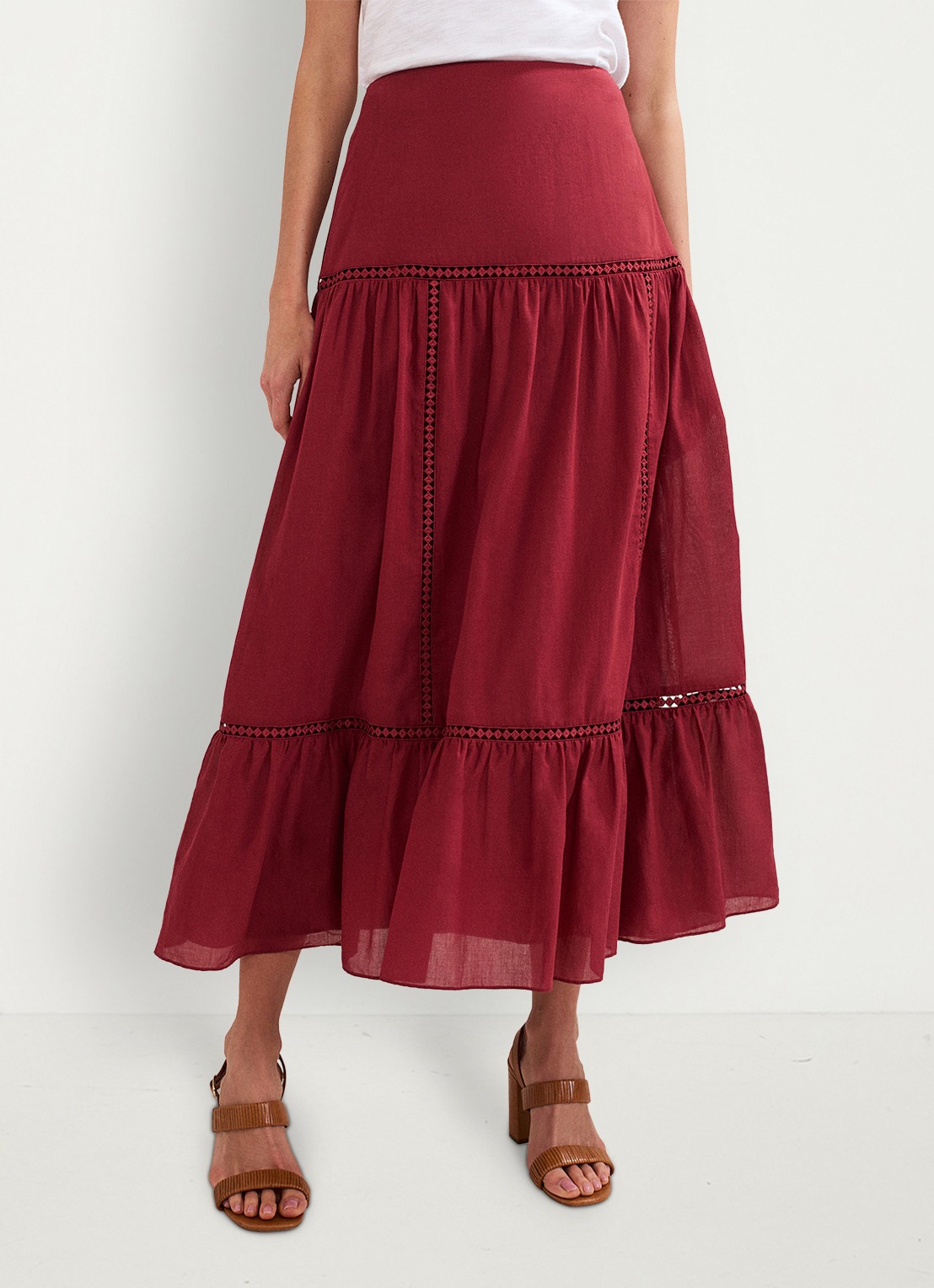 Phase Eight Kyla maxi rok met opengewerkt dessin - detail 3 bordeauxrood