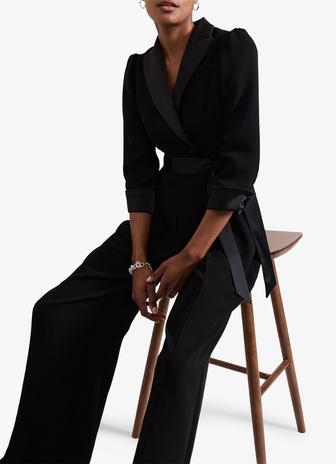 Phase Eight Kylie Tux jumpsuit met steekzakken en strikceintuur - detail 11 zwart