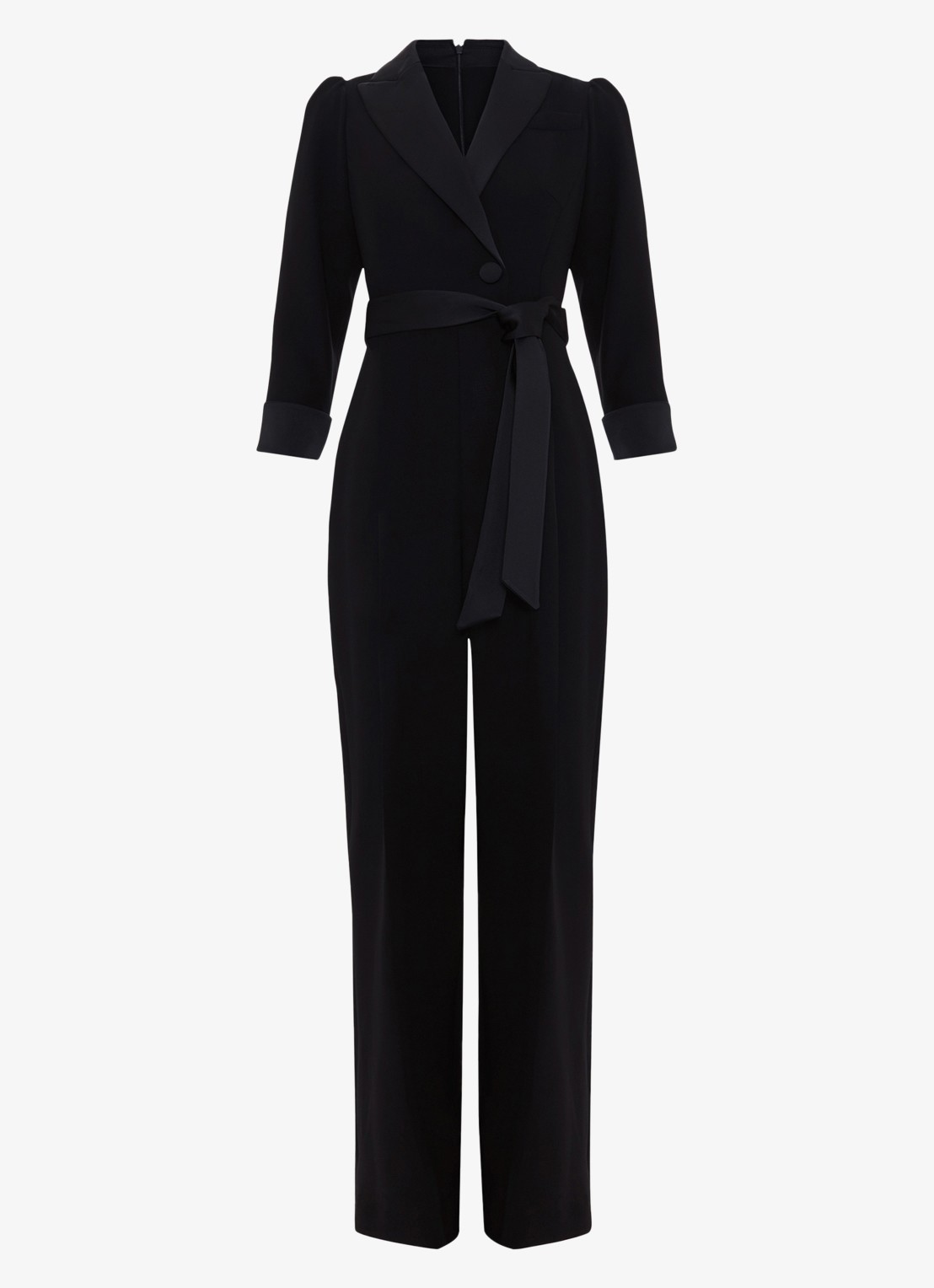 Phase Eight Kylie Tux jumpsuit met steekzakken en strikceintuur - voorkant 4 zwart