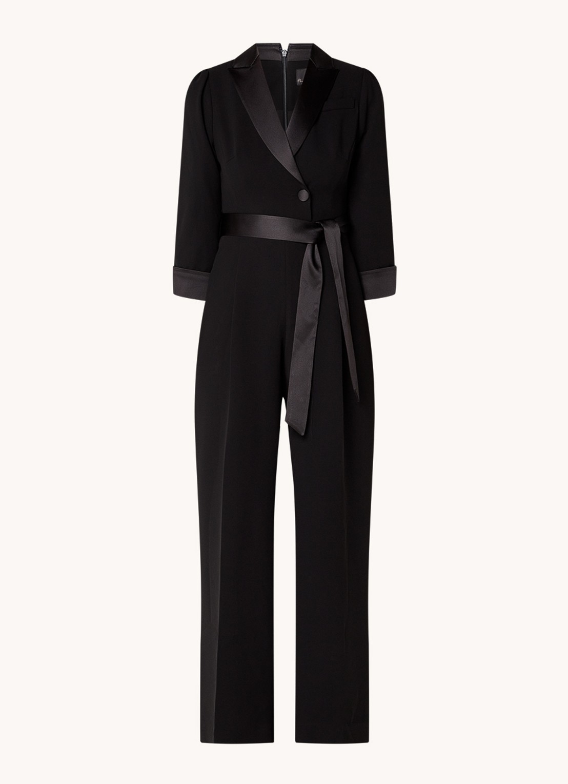 Phase Eight Kylie Tux jumpsuit met steekzakken en strikceintuur - voorkant 6 zwart