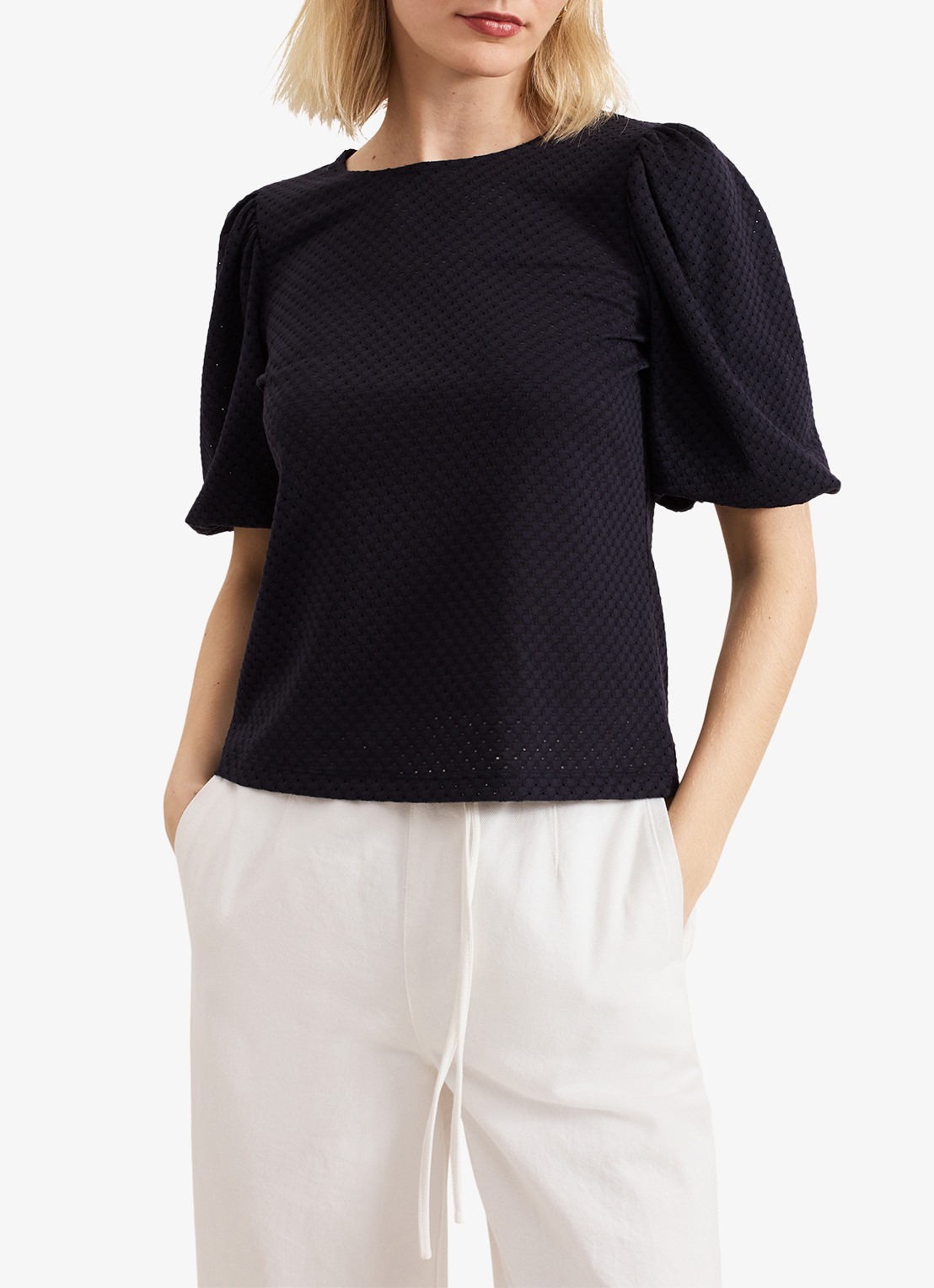 Phase Eight Lani fijngebreide top met structuur - detail 4 donkerblauw