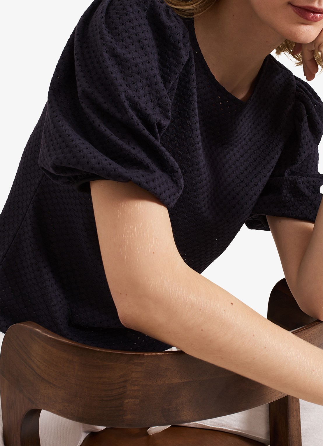 Phase Eight Lani fijngebreide top met structuur - detail 7 donkerblauw