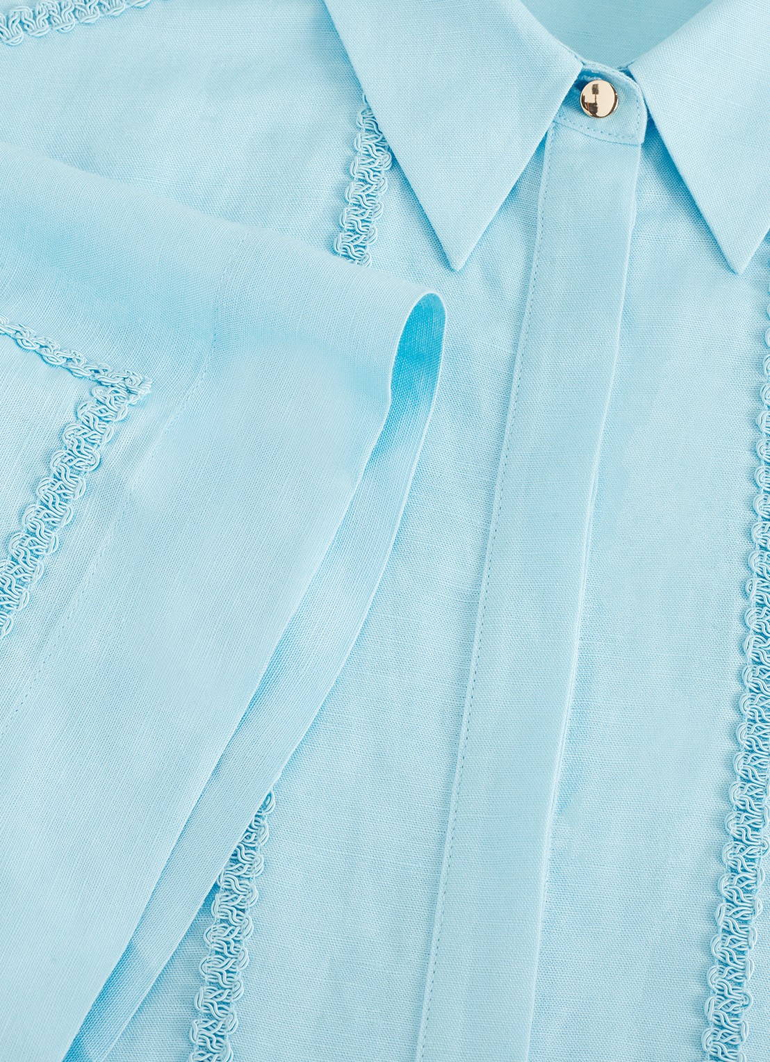 Phase Eight Lara mini blousejurk in linnenblend - detail 3 blauw
