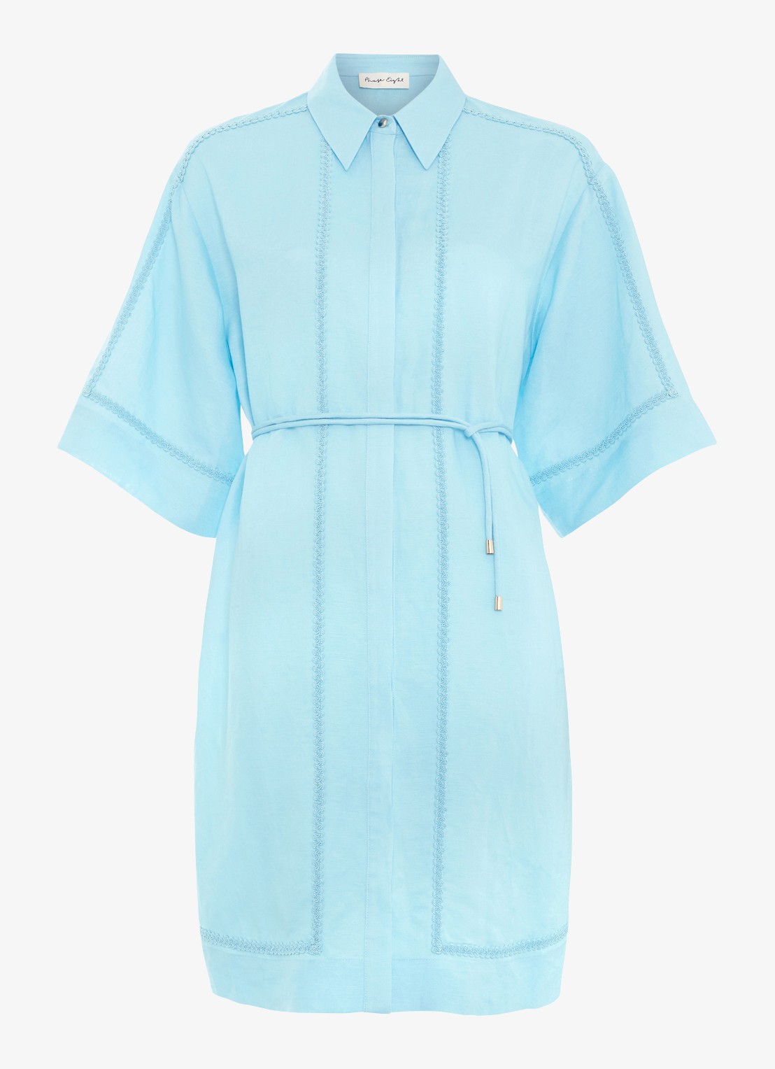 Phase Eight Lara mini blousejurk in linnenblend - voorkant 4 blauw