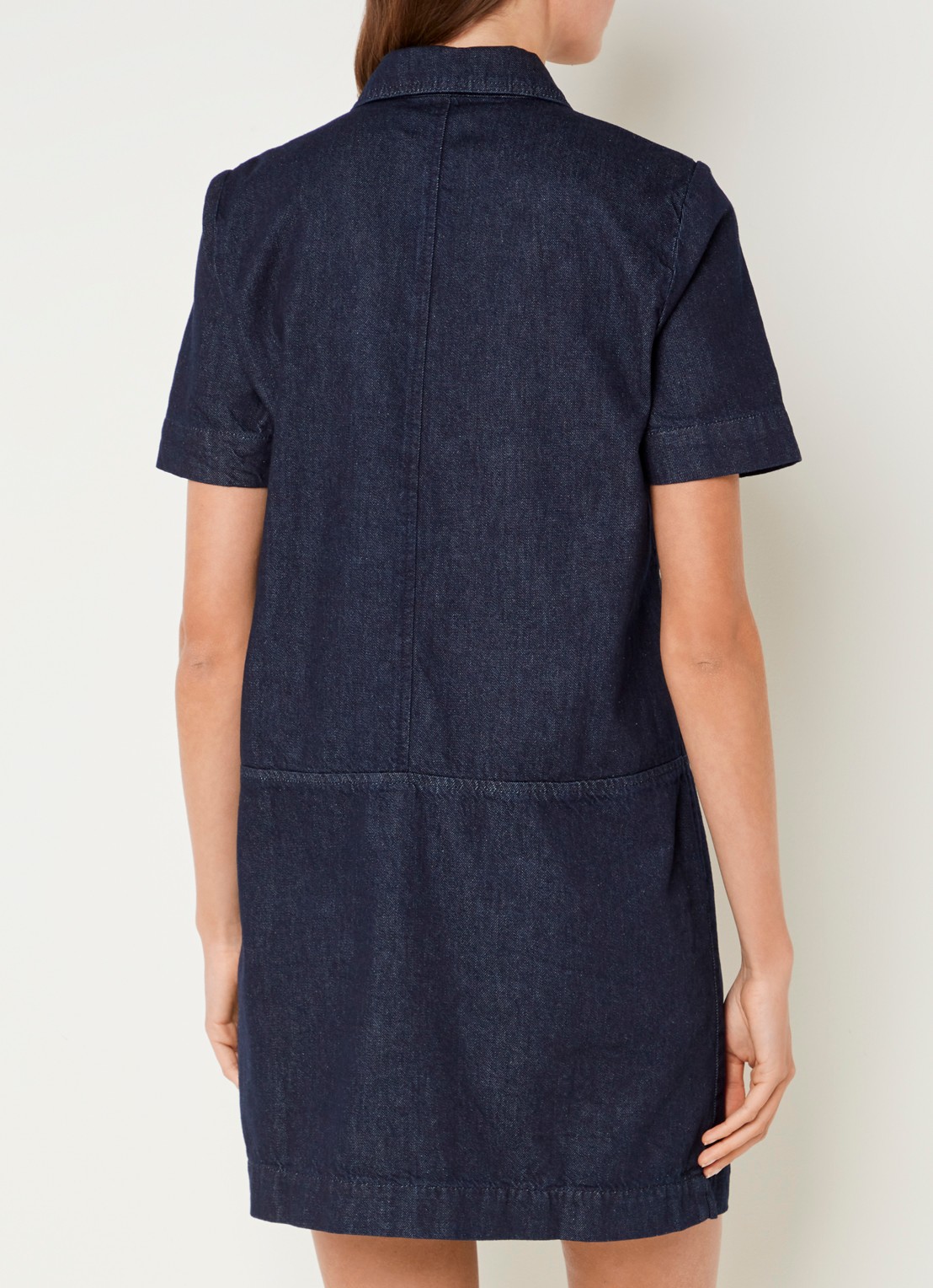 Phase Eight Larisa mini denim blousejurk met kraag - achterkant 2 indigo