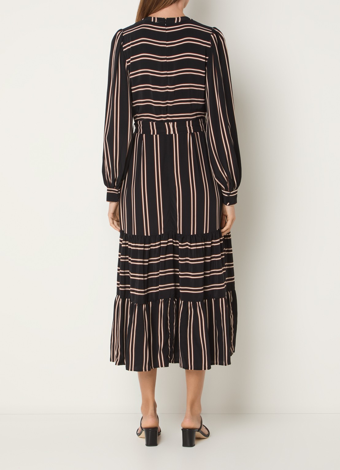 Phase Eight Laura midi tuniekjurk met streepprint en strikceintuur - achterkant zwart