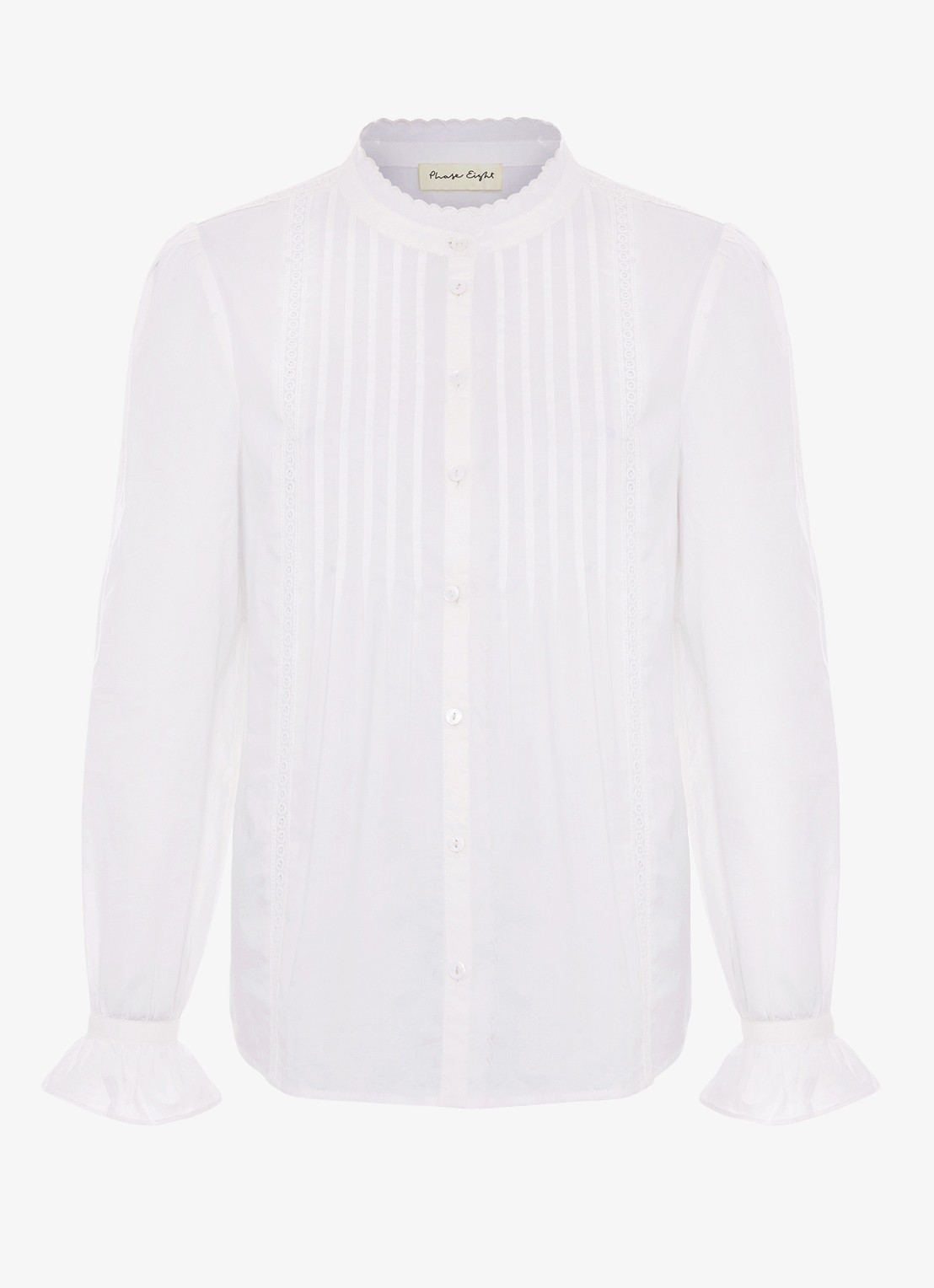 Phase Eight Laurie blouse met opstaande kraag - voorkant 2 gebroken wit
