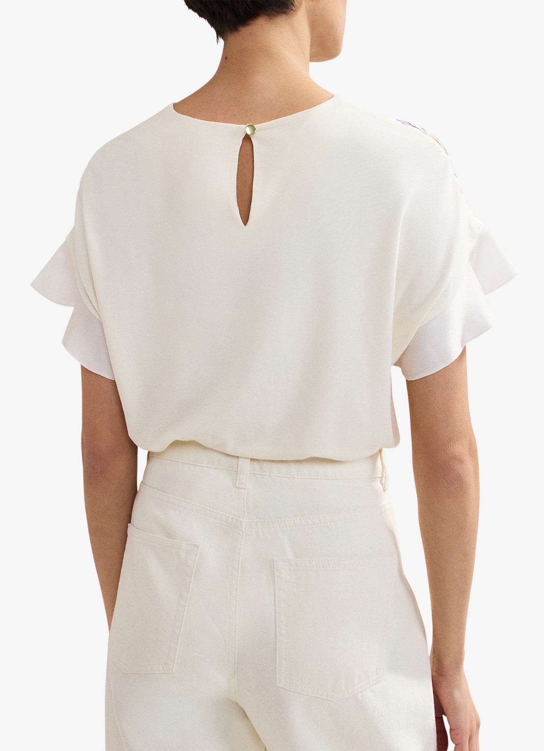 Phase Eight Leilah top met bloemenprint - achterkant 8 gebroken wit