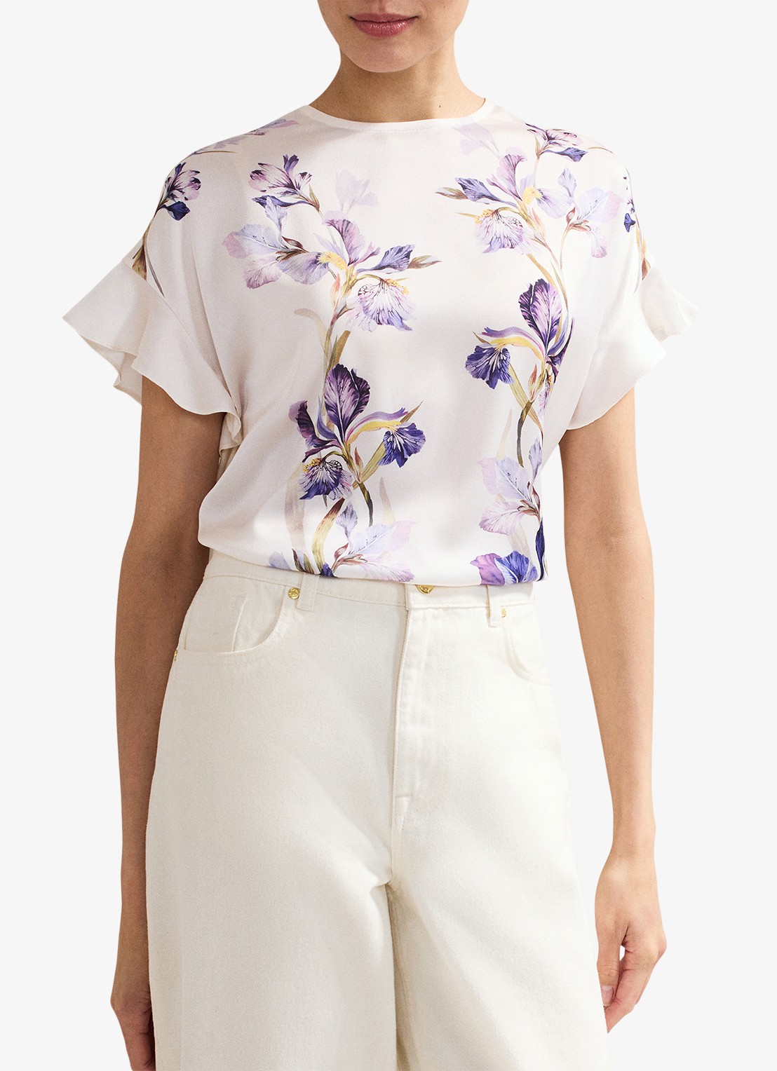 Phase Eight Leilah top met bloemenprint - detail gebroken wit