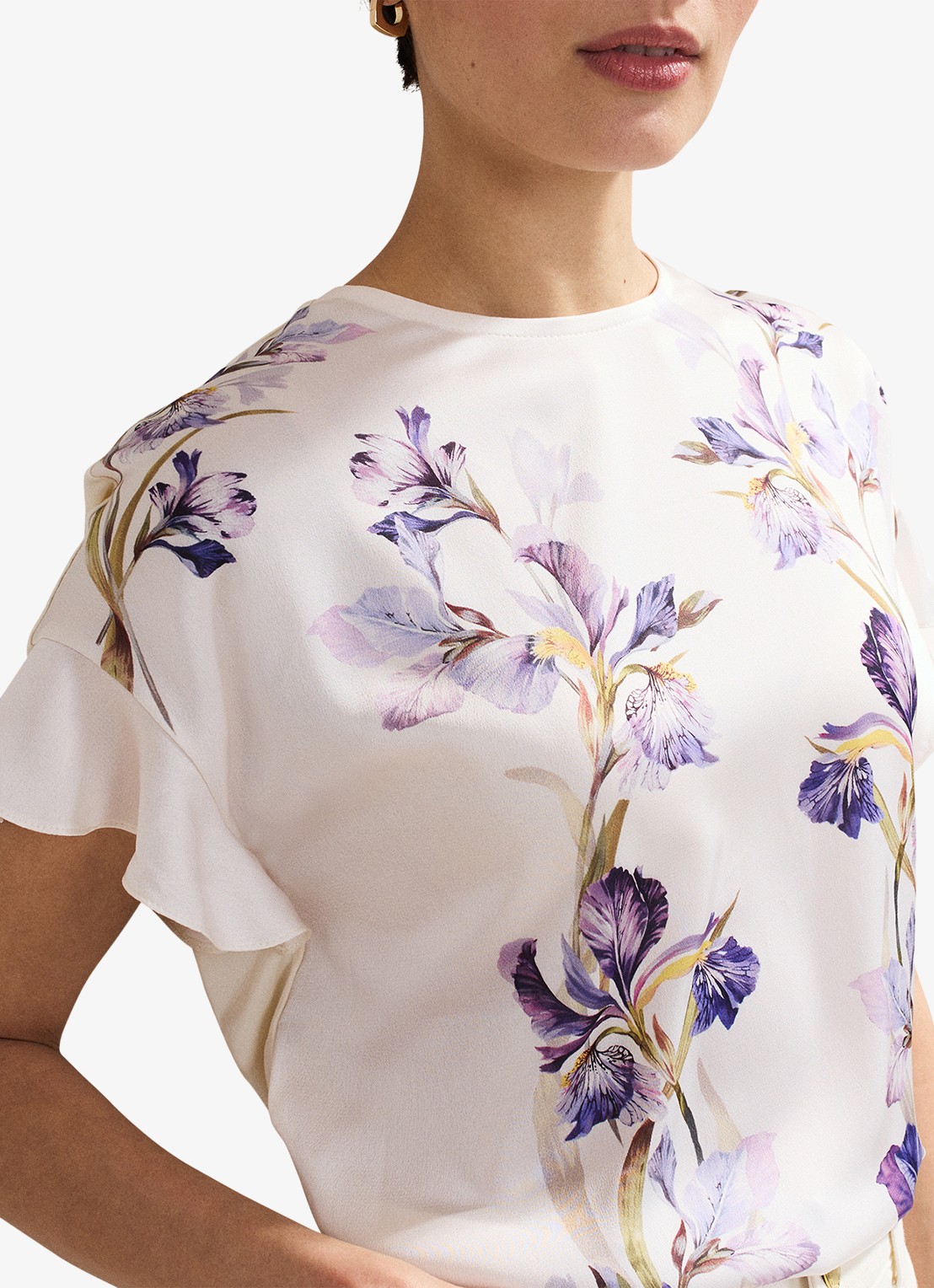 Phase Eight Leilah top met bloemenprint - detail 2 gebroken wit