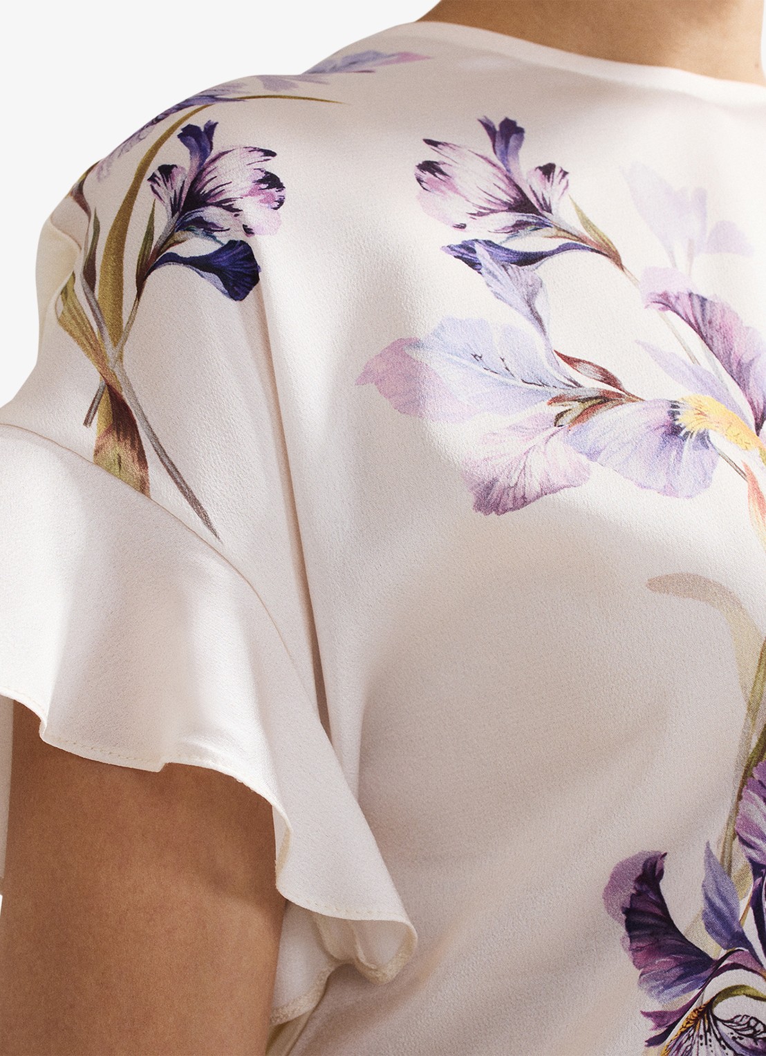 Phase Eight Leilah top met bloemenprint - detail 3 gebroken wit
