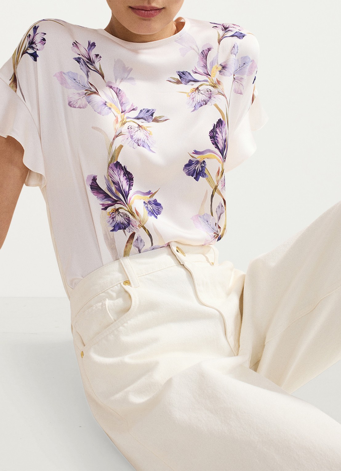Phase Eight Leilah top met bloemenprint - detail 4 gebroken wit