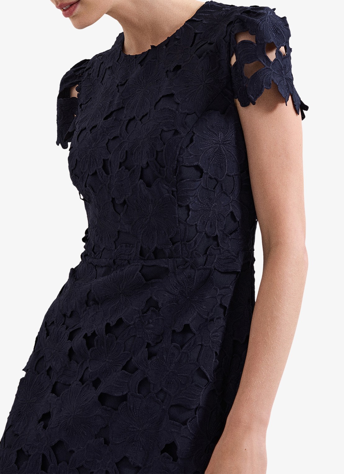 Phase Eight Leilani midi jurk van kant - detail 3 donkerblauw
