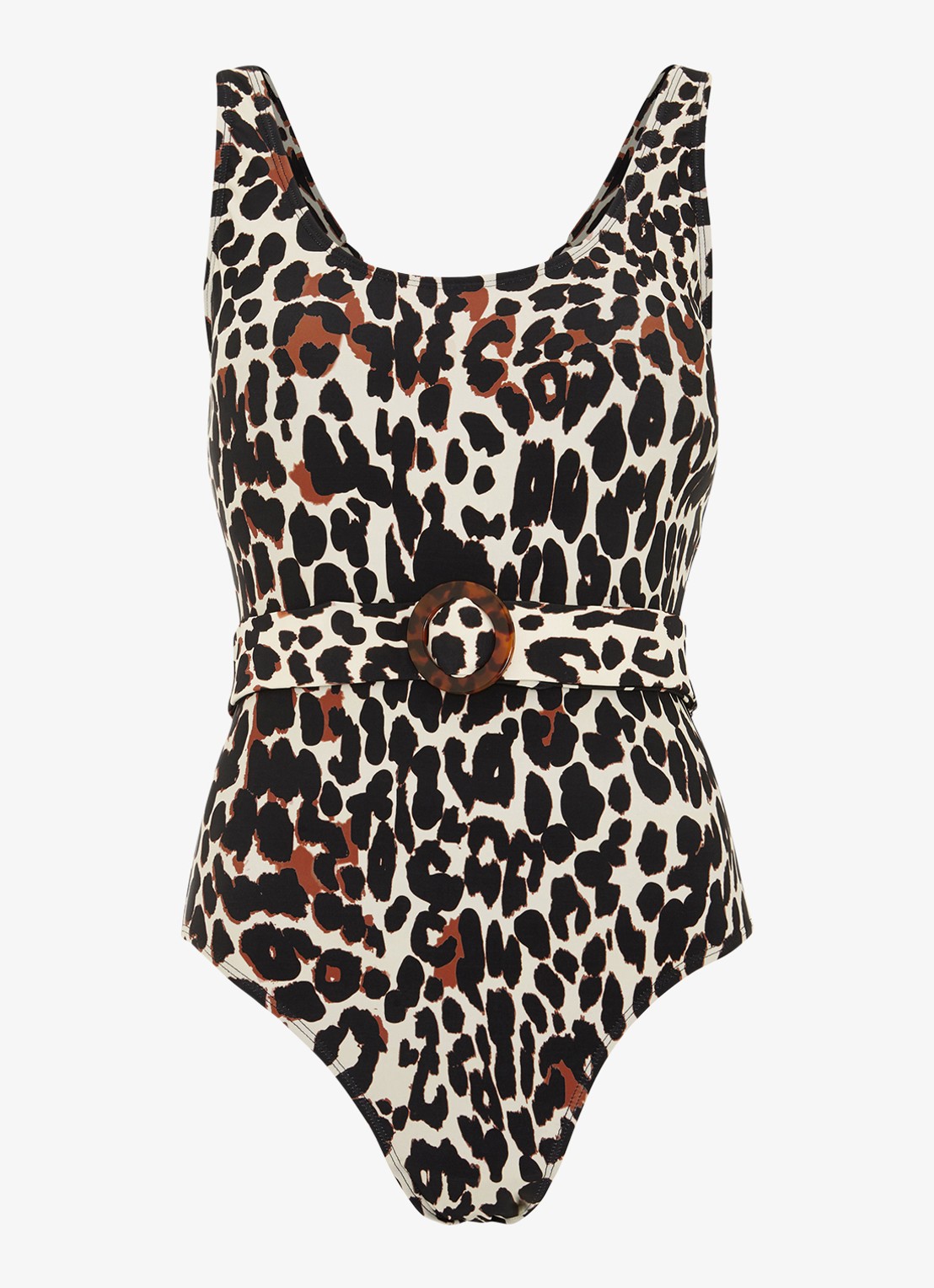 Phase Eight Leopard badpak met panterprint - voorkant 2 donkerbruin