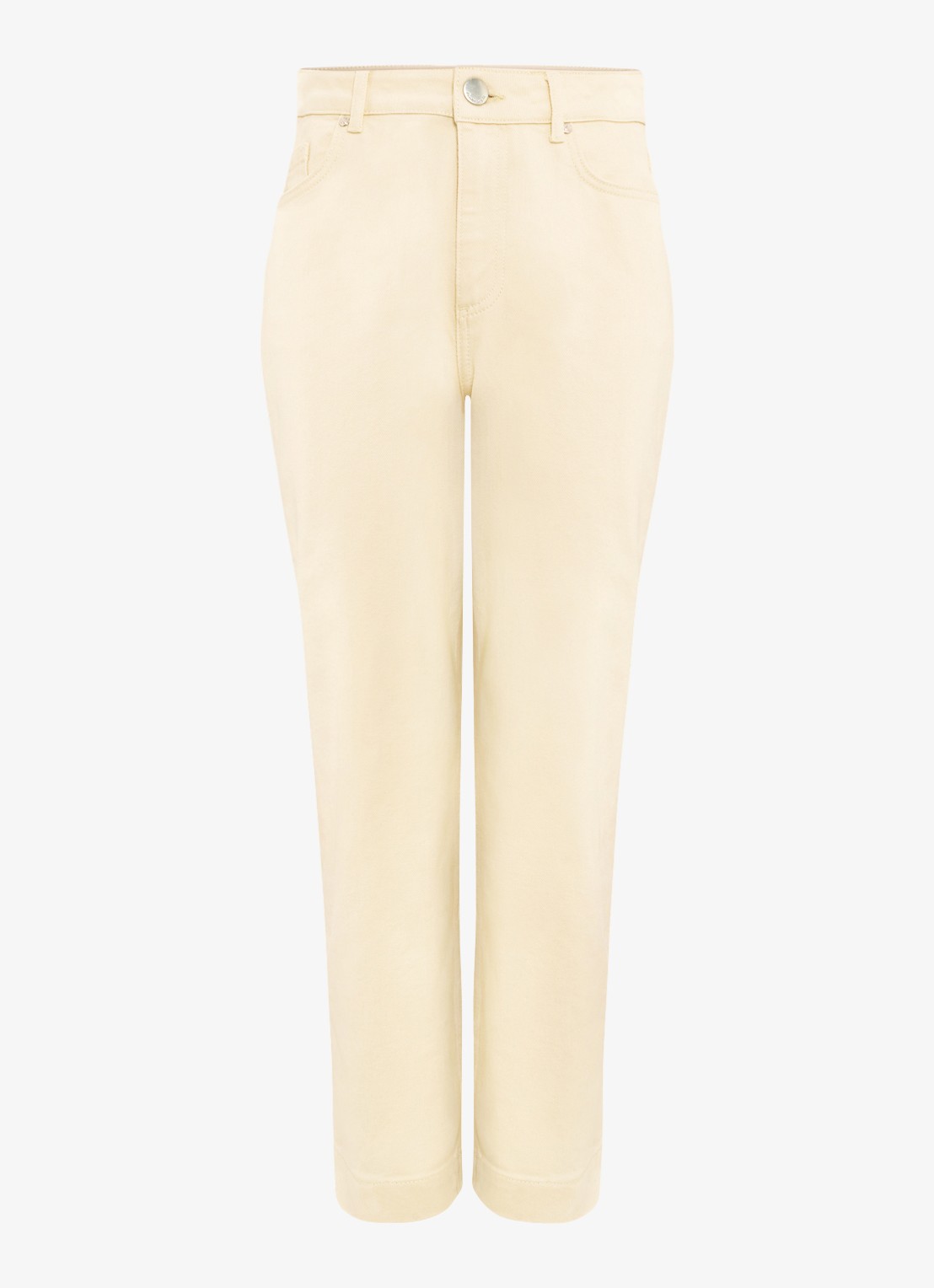 Phase Eight Lexi high waist cropped tapered fit jeans met steekzakken - voorkant 7 vanillegeel
