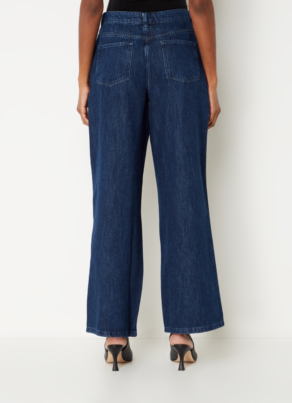 Phase Eight Liana high waist wide leg jeans met donkere wassing - achterkant 5 indigo