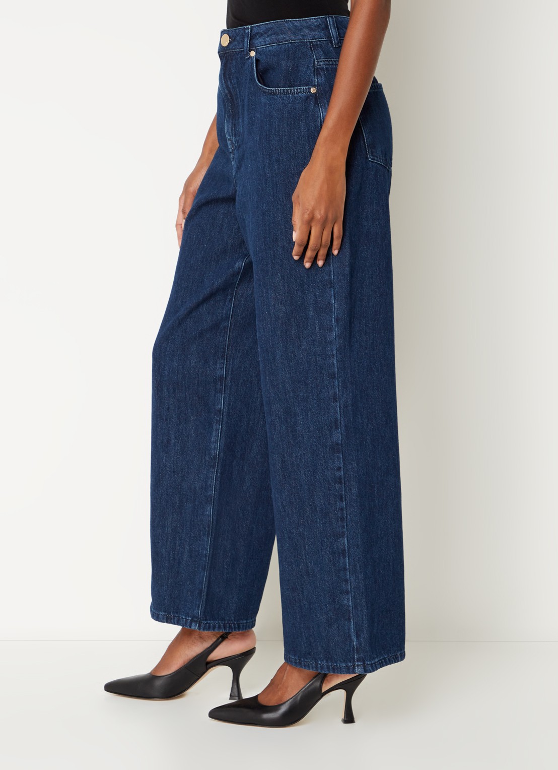 Phase Eight Liana high waist wide leg jeans met donkere wassing - detail 4 indigo