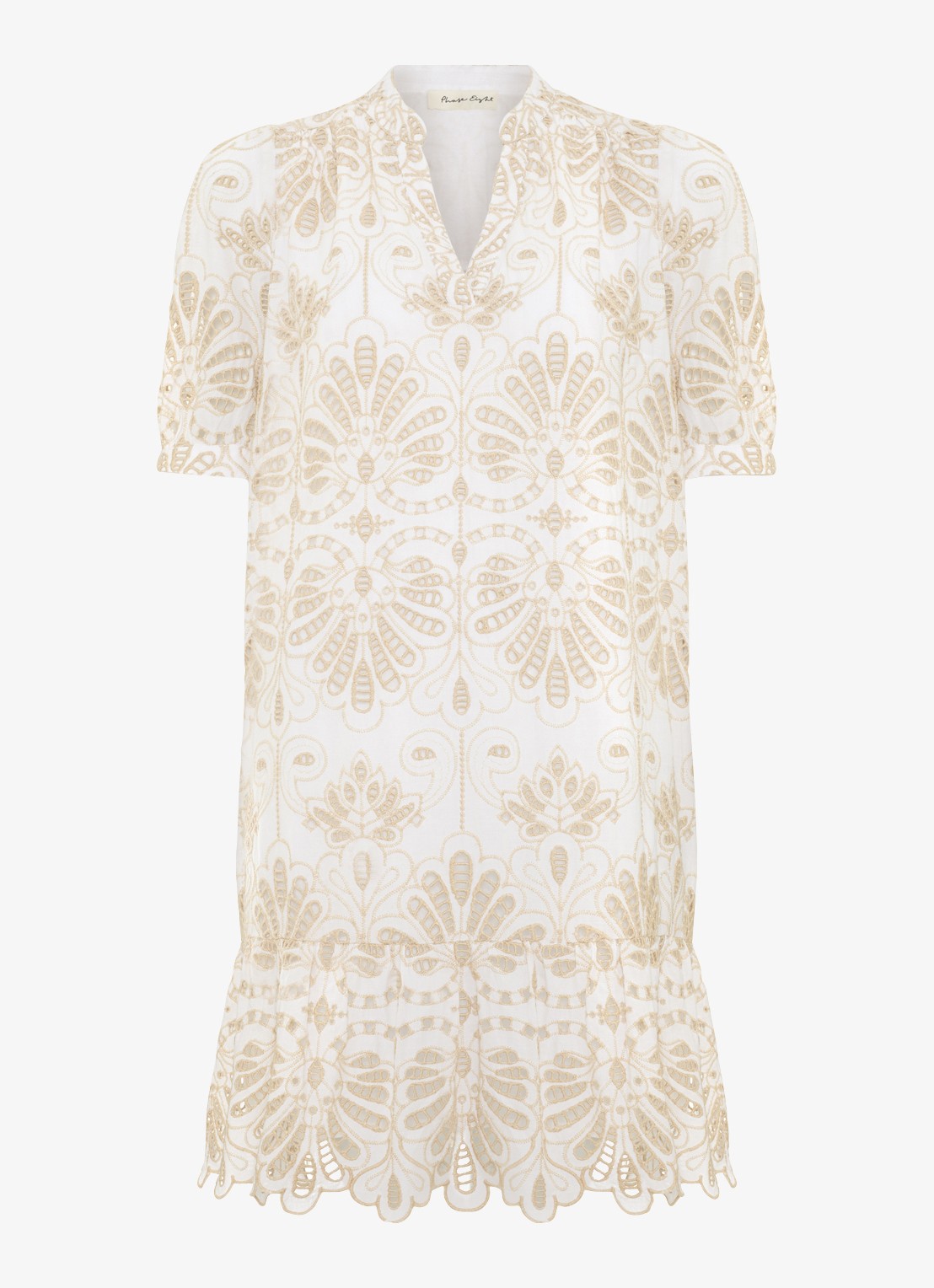 Phase Eight Liliana mini jurk met borduring - voorkant 2 creme