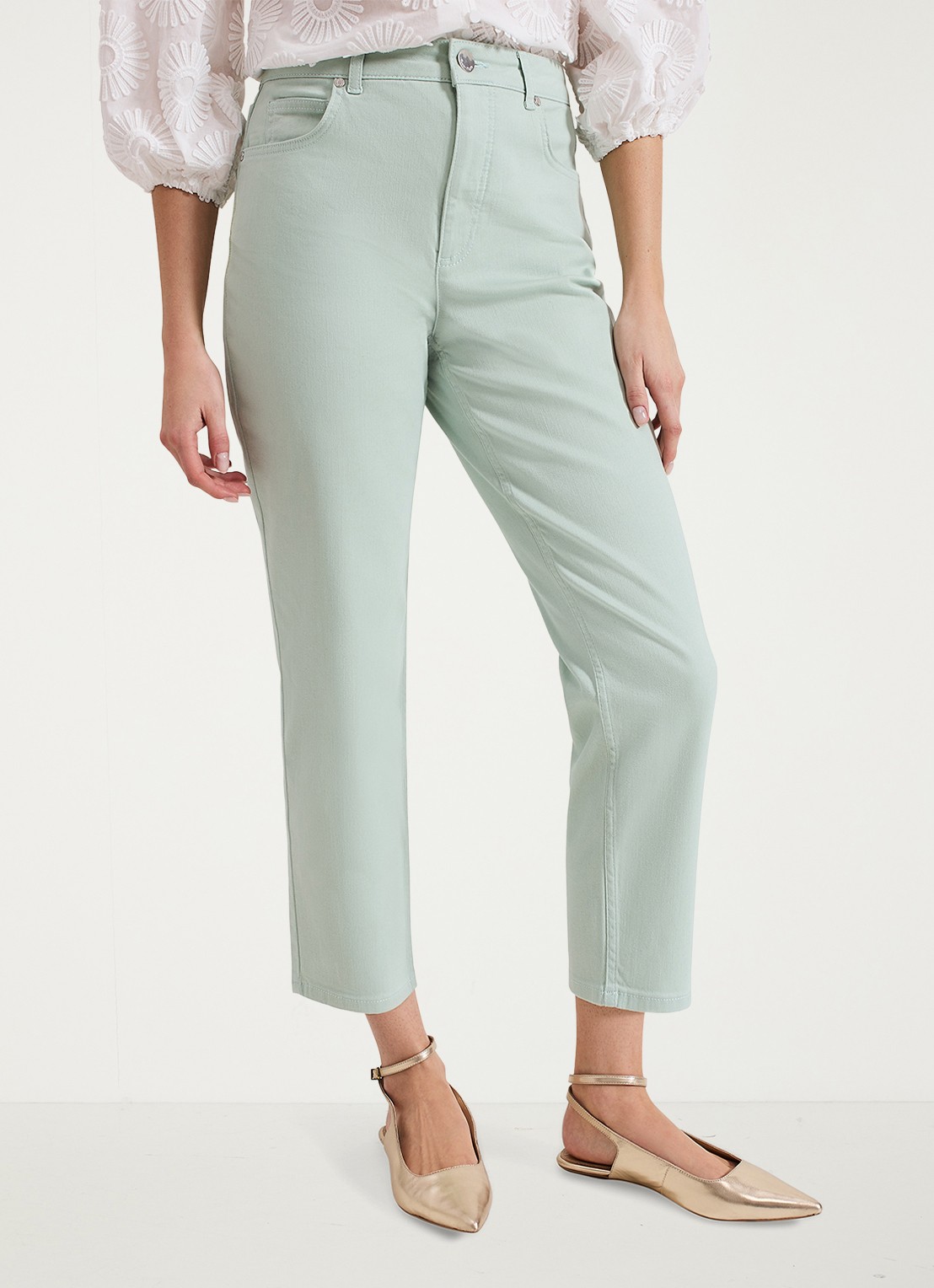 Phase Eight Lindsey cropped tapered jeans met steekzakken - detail 4 lichtgroen