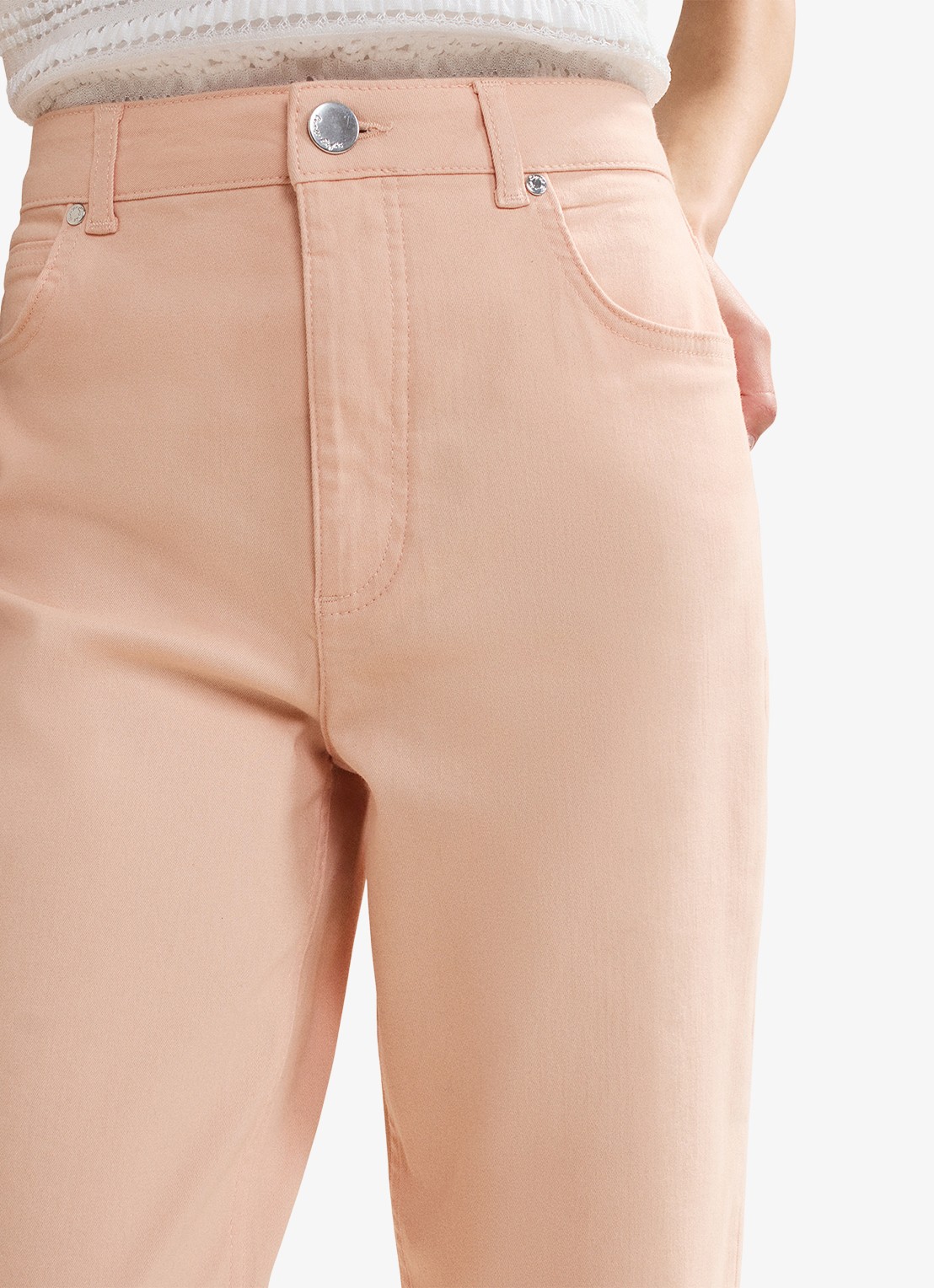 Phase Eight Lindsey mid waist cropped slim fit jeans met gekleurde wassing - detail 5 zalmroze