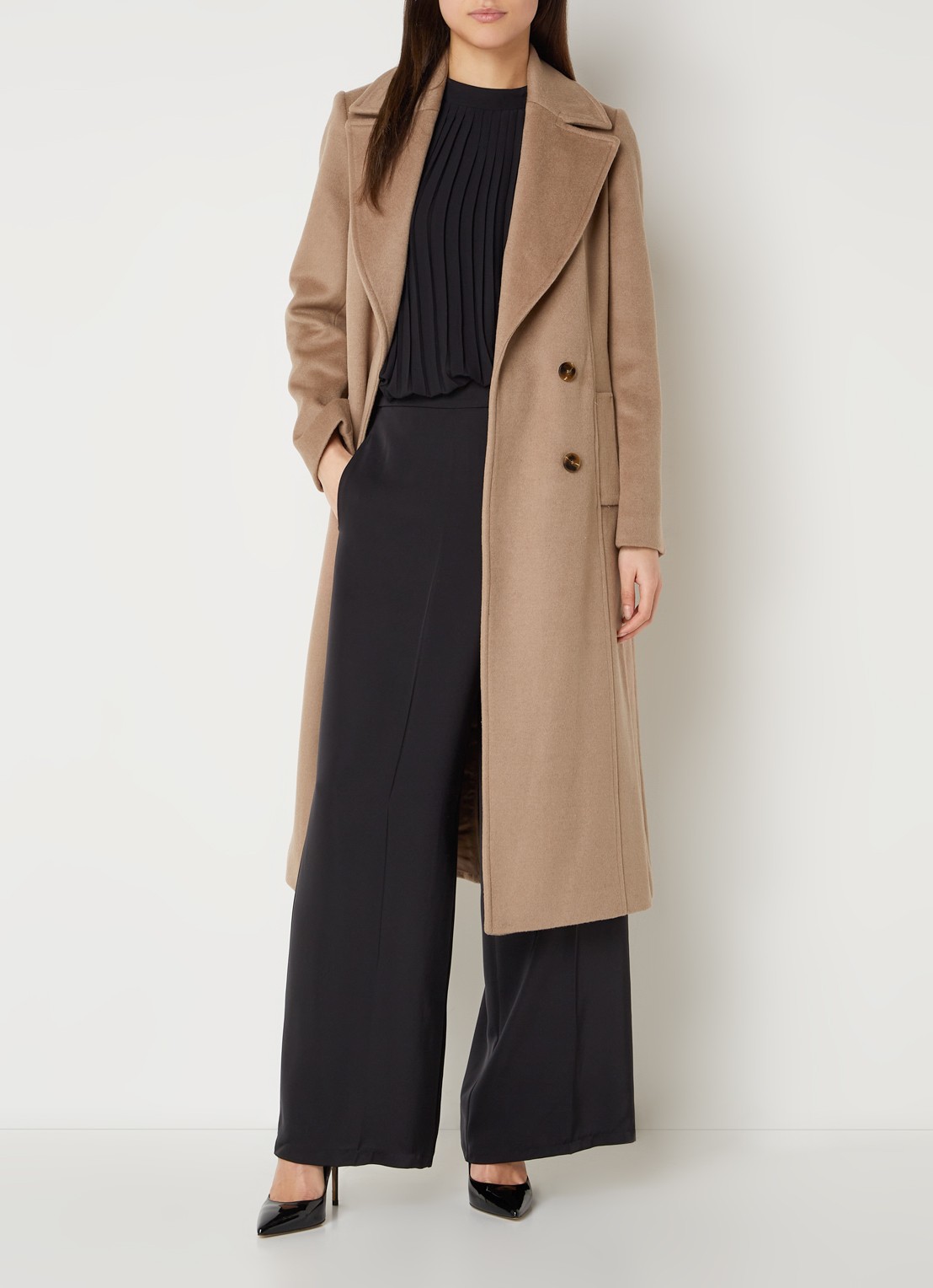 Phase Eight Livvy trenchcoat in wolblend - voorkant 3 camel
