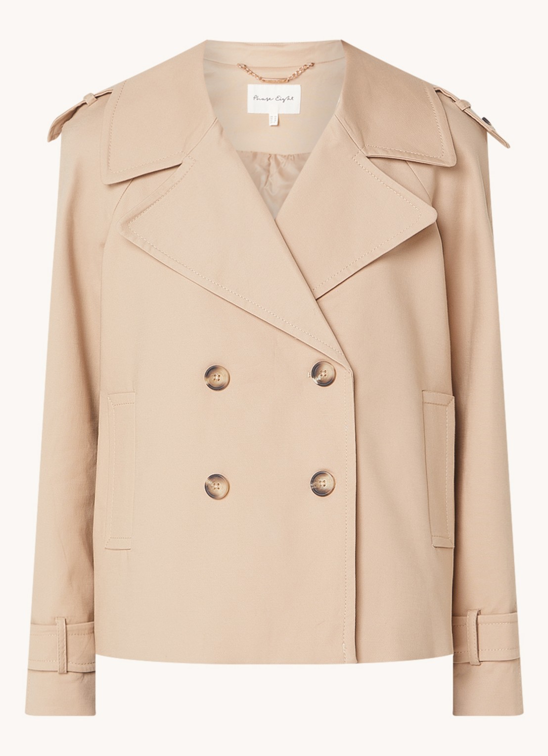 Phase Eight Lola double-breasted trenchcoat met steekzakken - voorkant 2 camel