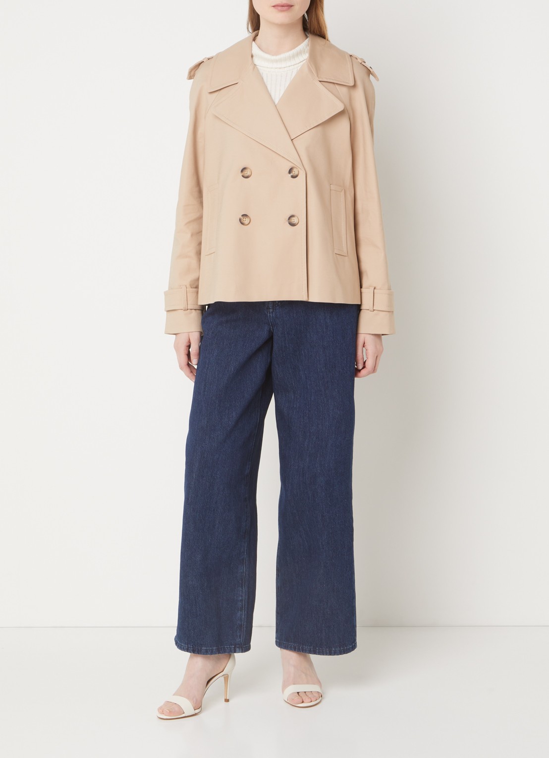 Phase Eight Lola double-breasted trenchcoat met steekzakken - voorkant 3 camel