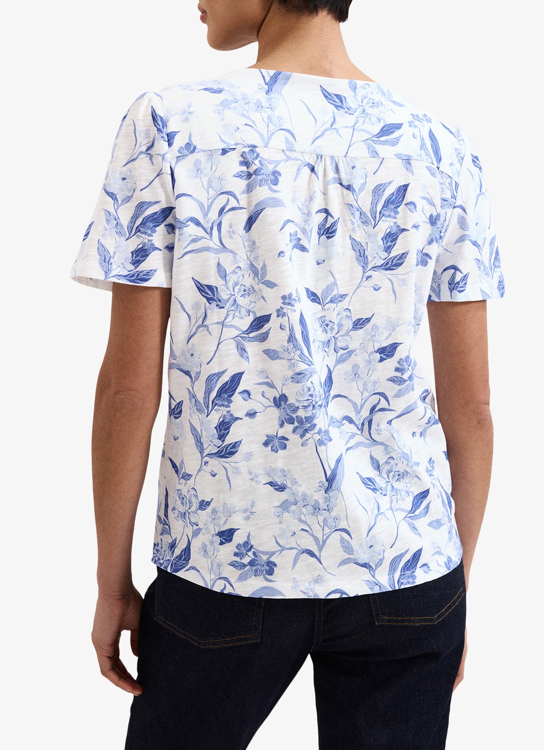 Phase Eight Lorenna blouse met bloemenprint - achterkant 7 blauw