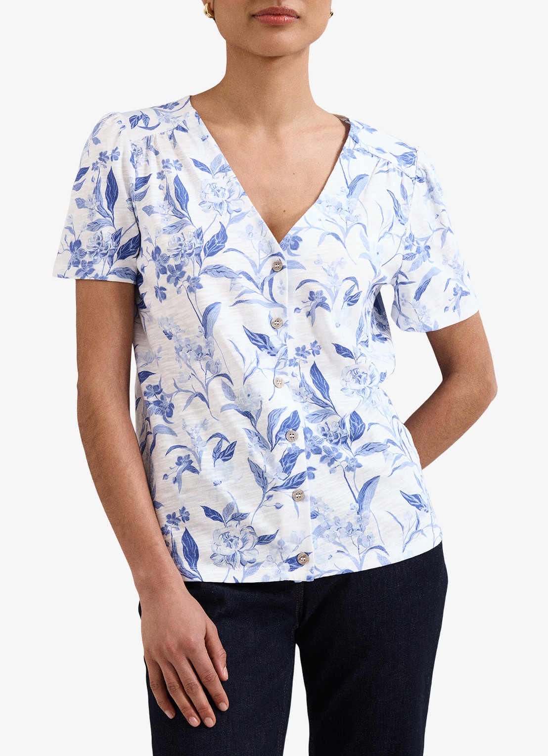 Phase Eight Lorenna blouse met bloemenprint - detail 3 blauw