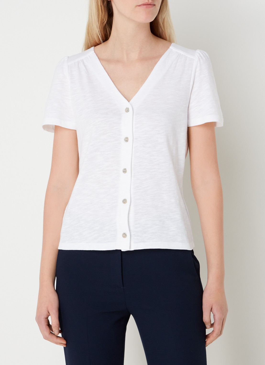 Phase Eight Lorenna Button Top White 08 - detail 4 wit