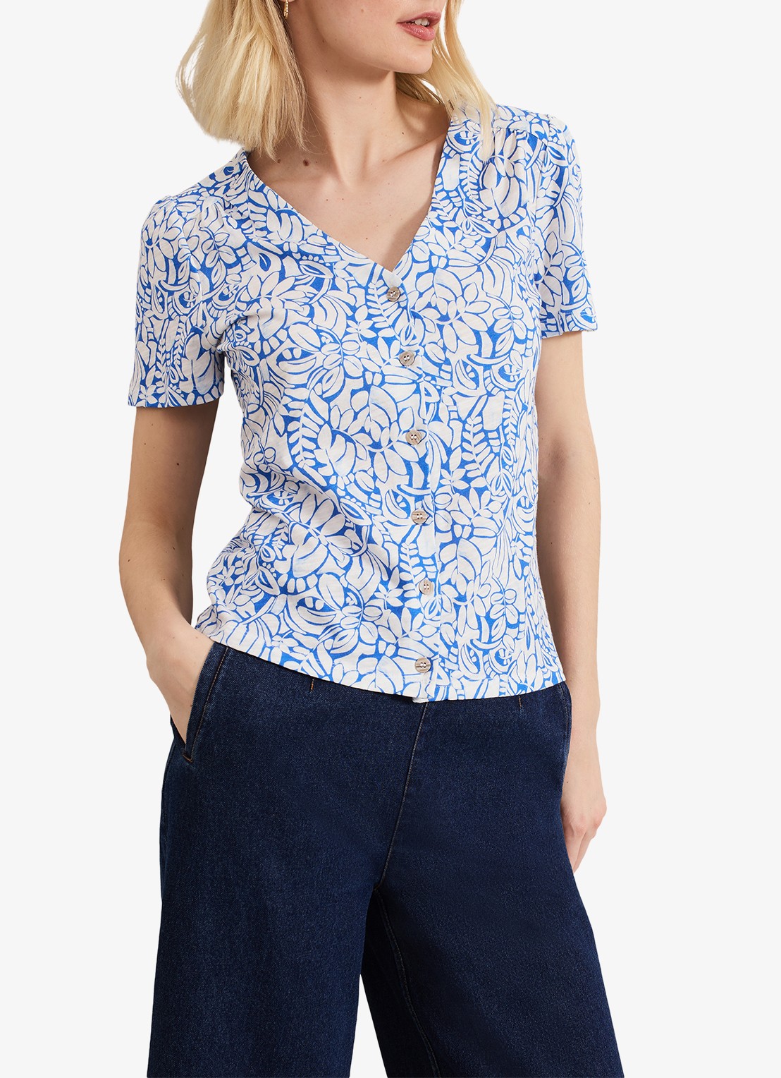 Phase Eight Lorenna top met bloemenprint - detail 4 blauw