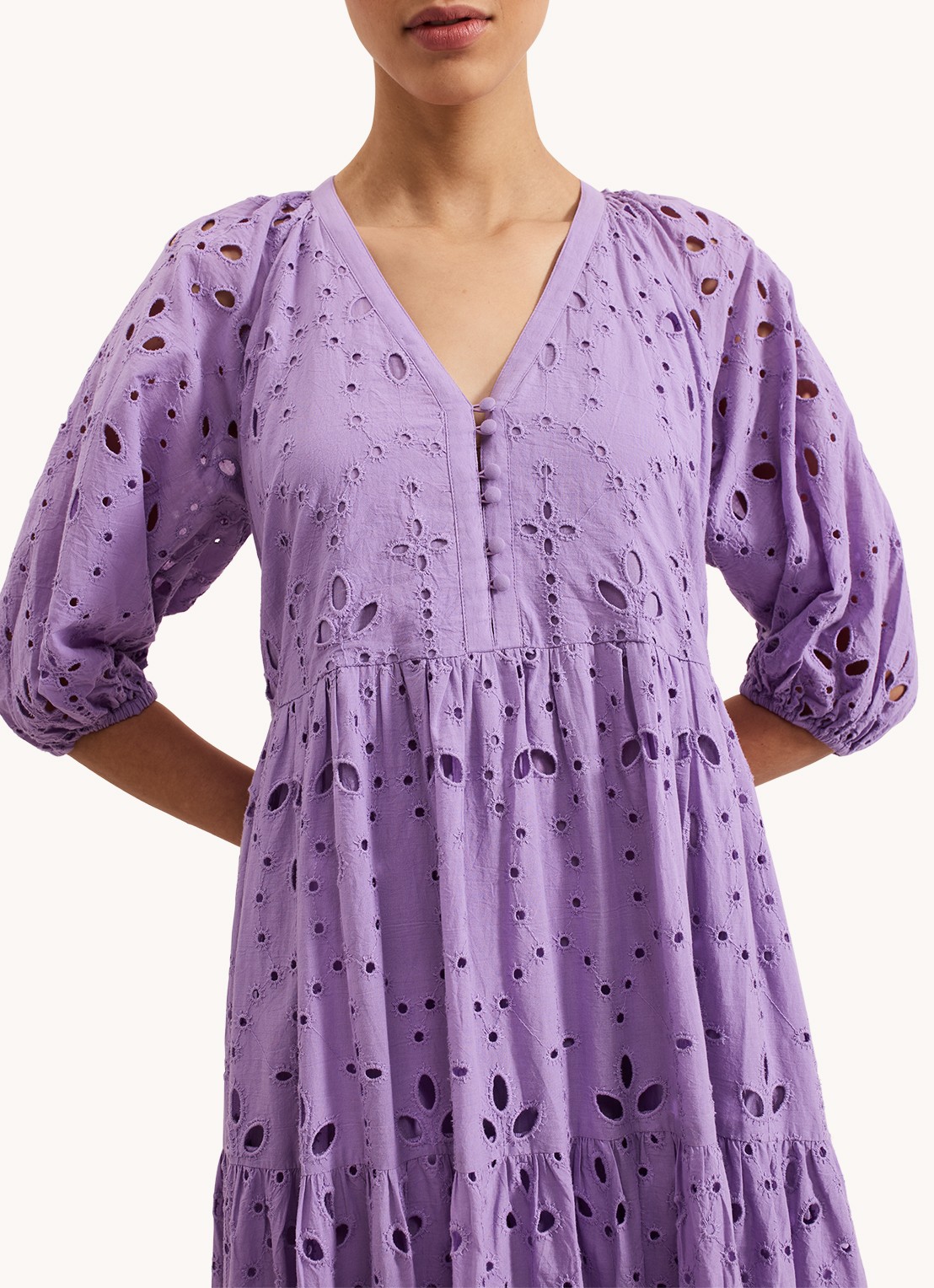Phase Eight Lorhna maxi jurk met broderie - detail 4 lila